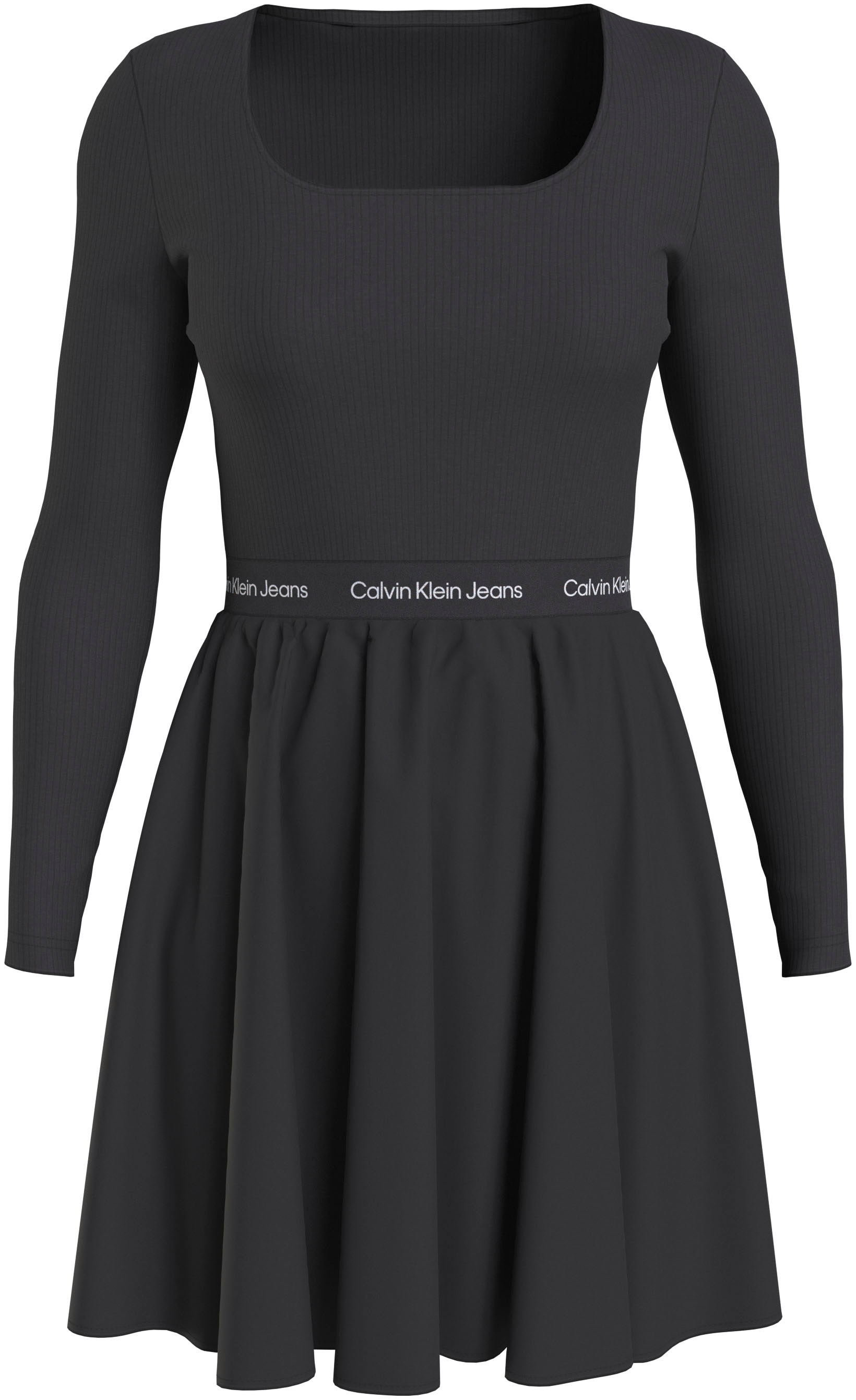 Calvin Klein Jeans Skaterkleid »LOGO ELASTIC LONG SLEEVE DRESS« für kaufen  | BAUR