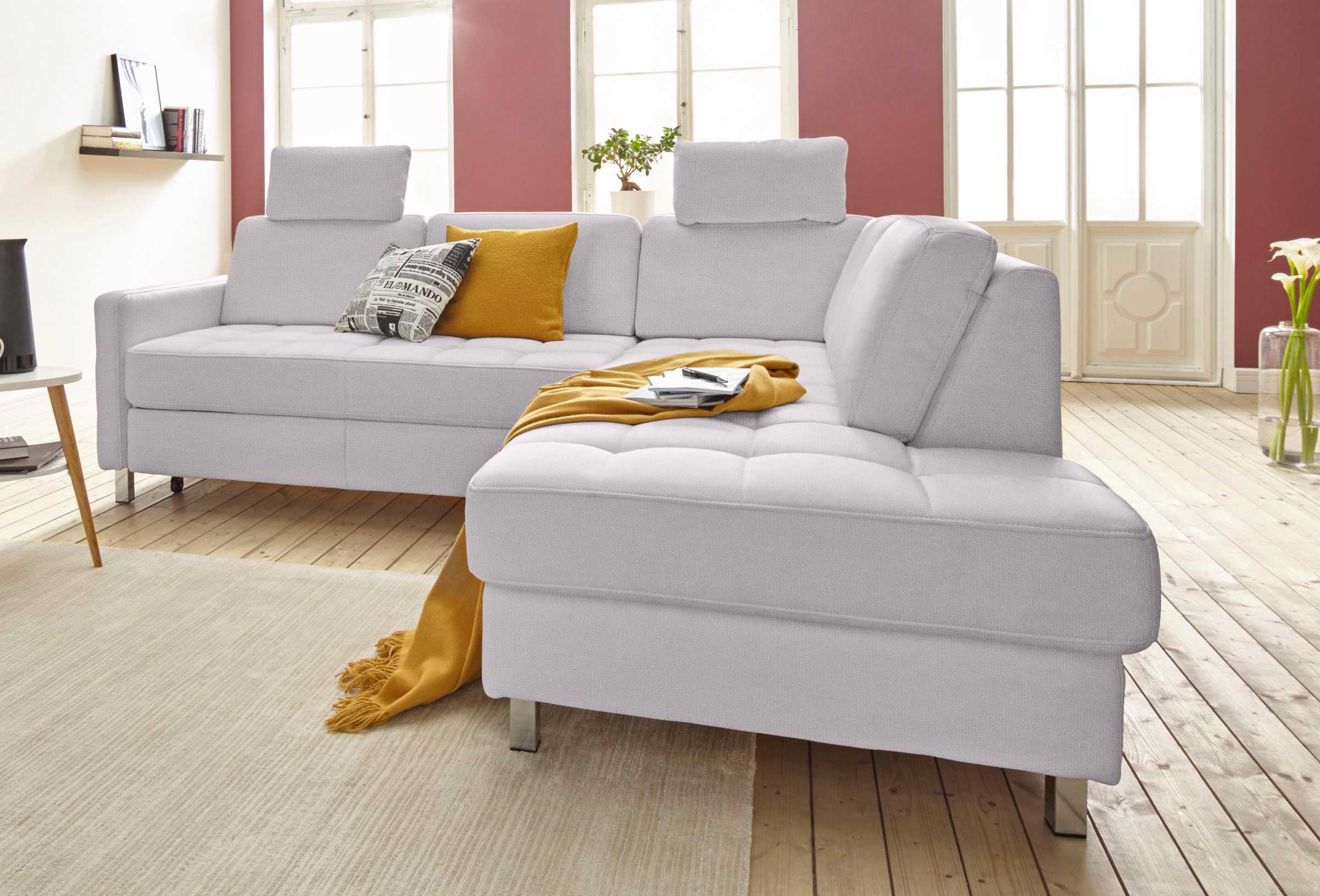 sit&more Ecksofa "Pablo L-Form" wahlweise mit Schlaffunktion und Bettkasten