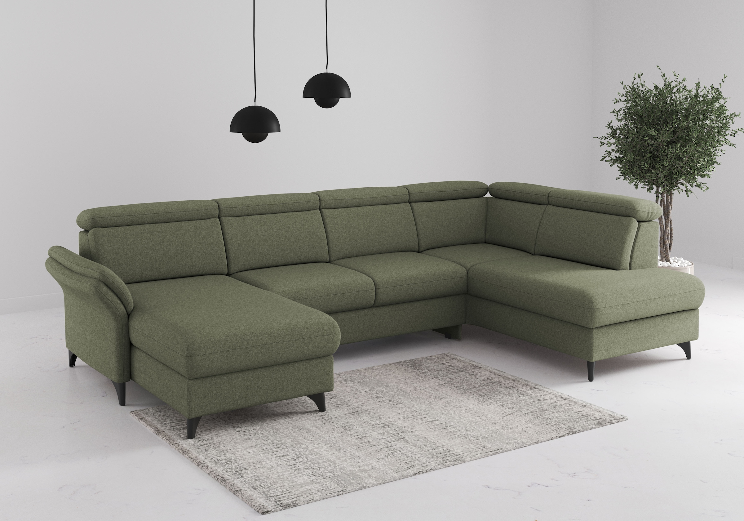 sit&more Wohnlandschaft "Glendale, U-Form" inkl. Kopfteilverstellung,wahlweise mit Vorziehsitz und Bettkasten