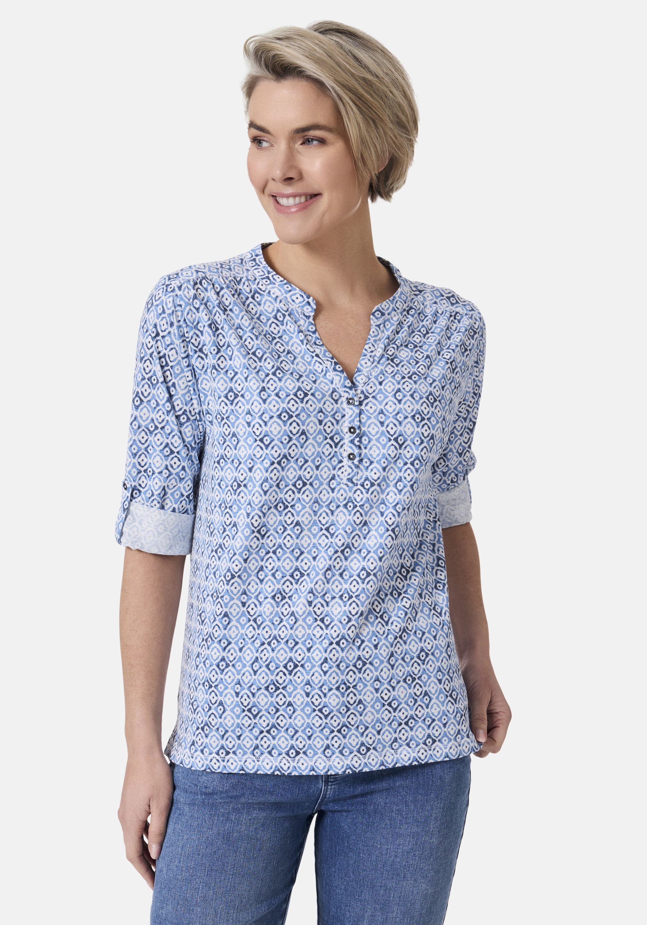 STOOKER WOMEN 3/4-Arm-Shirt "MARIE Print T-Shirt 3/4-Arm", Regular Fit Slub günstig online kaufen