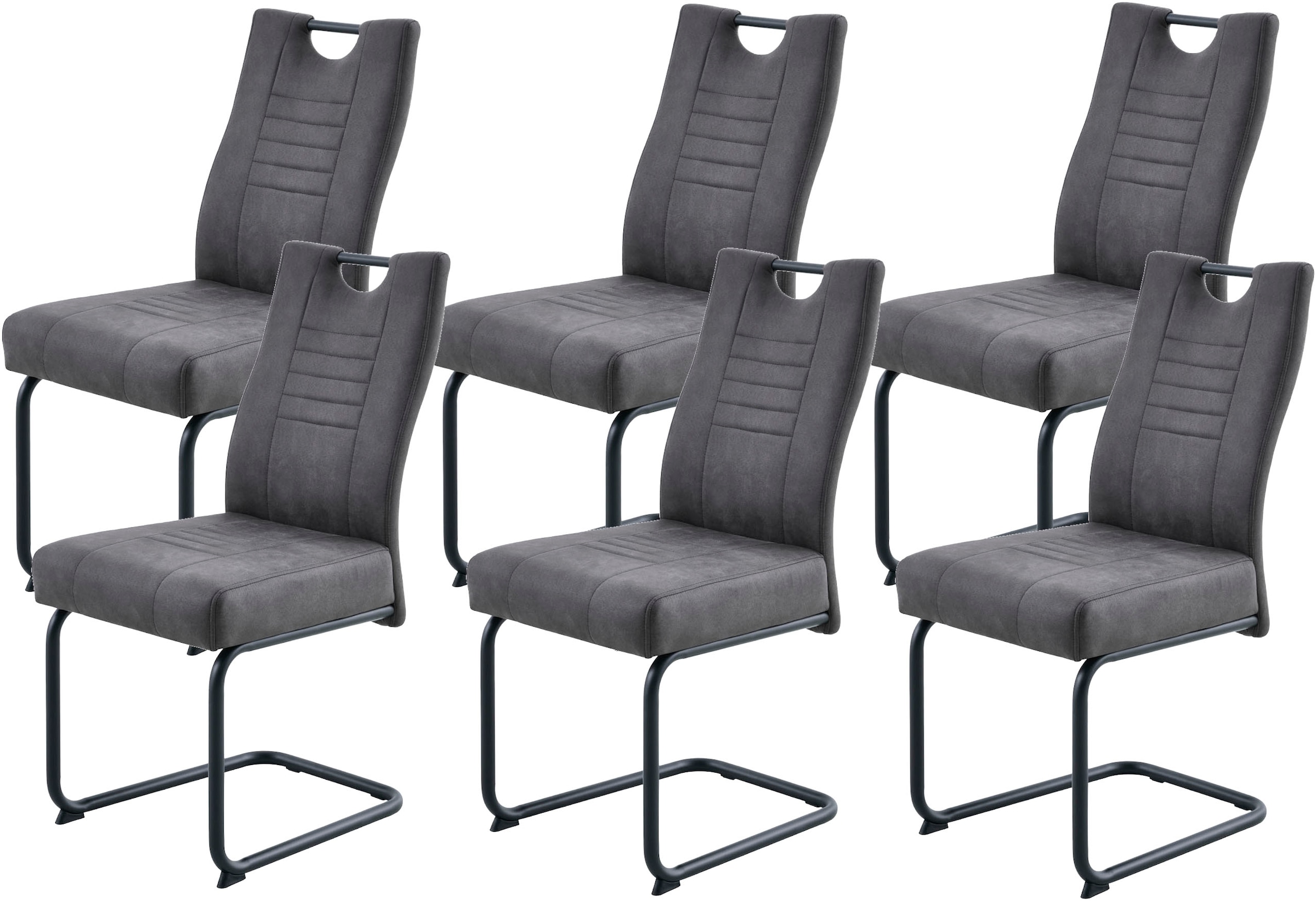 OTTO home Essgruppe »"Altona", Esstisch ausziehbar plus 6 Stühle, TOPSELLER!« Esstisch ausziehbar 140 - 180 cm, 6 Freischwinger, 7 tlg. tlg. Säulentisch 140-180x90 cm, Stuhl mit Federkorb, 140 kg belastbar