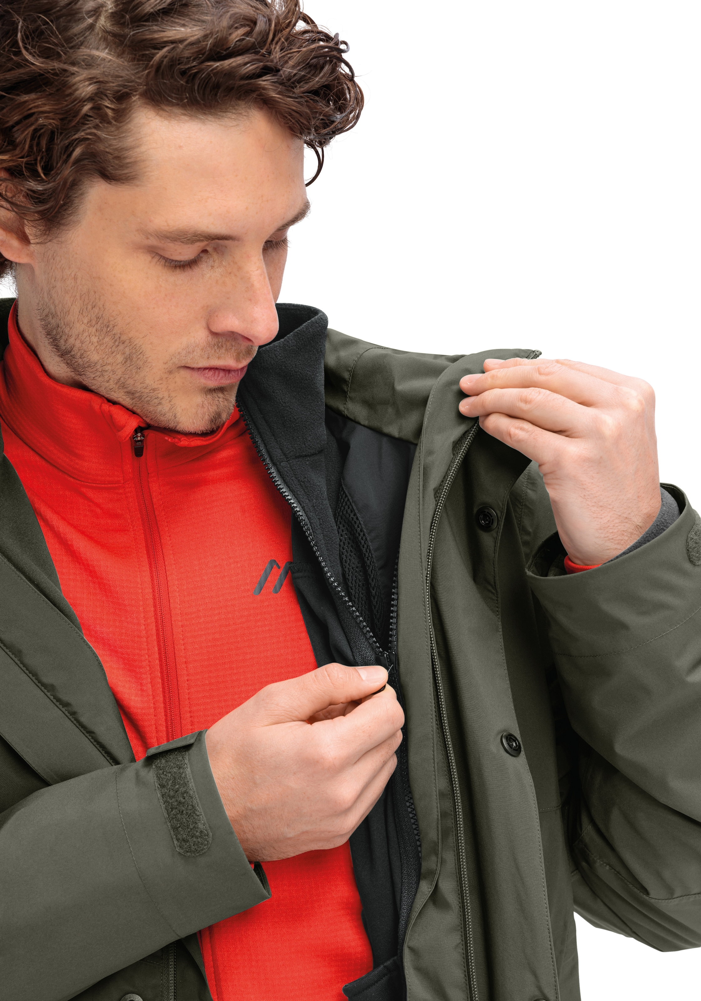 Maier Sports Funktionsjacke »Metor 3in1 M«, Herren 3-in-1 Jacke, Regenjacke wind/wasserdicht, Taschen und Kapuze