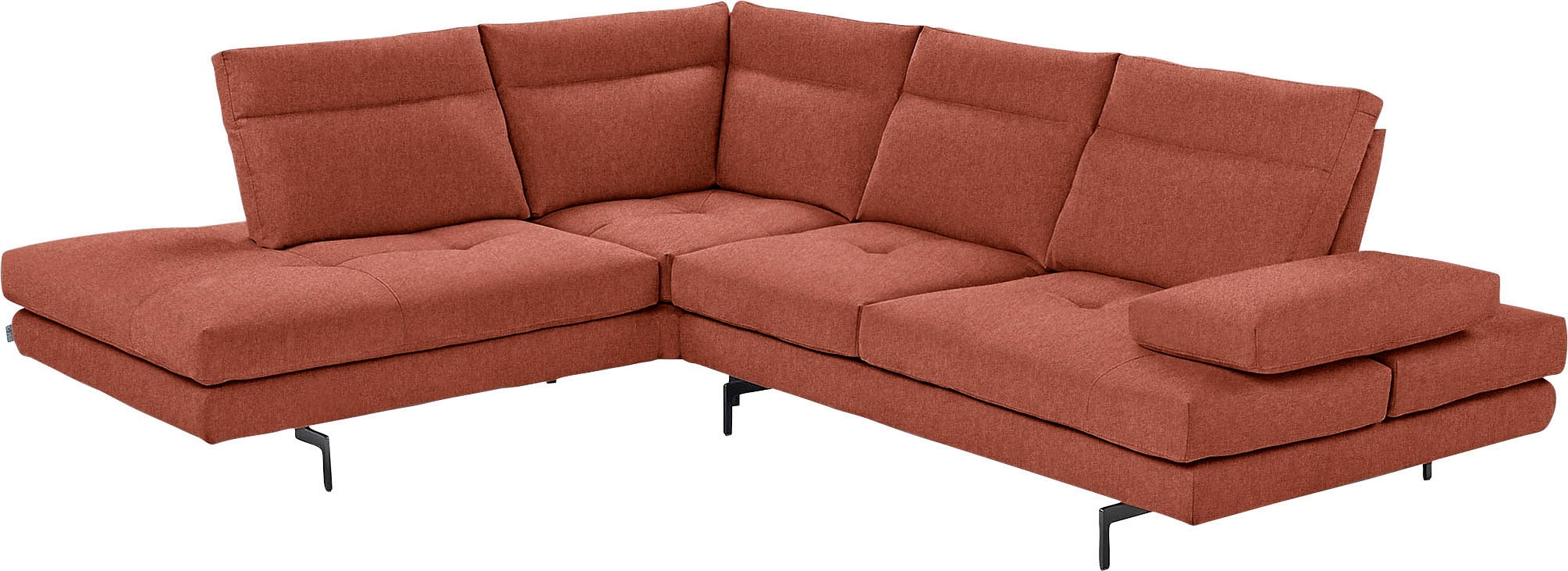 CALIA ITALIA Ecksofa "Toby Wing, B/T: 288/232 cm, Designsofa mit sensationellem Sitzkomfort" L-Form, Sitztiefenverstellung, funktionale Ecke, Füße in schwarz matt