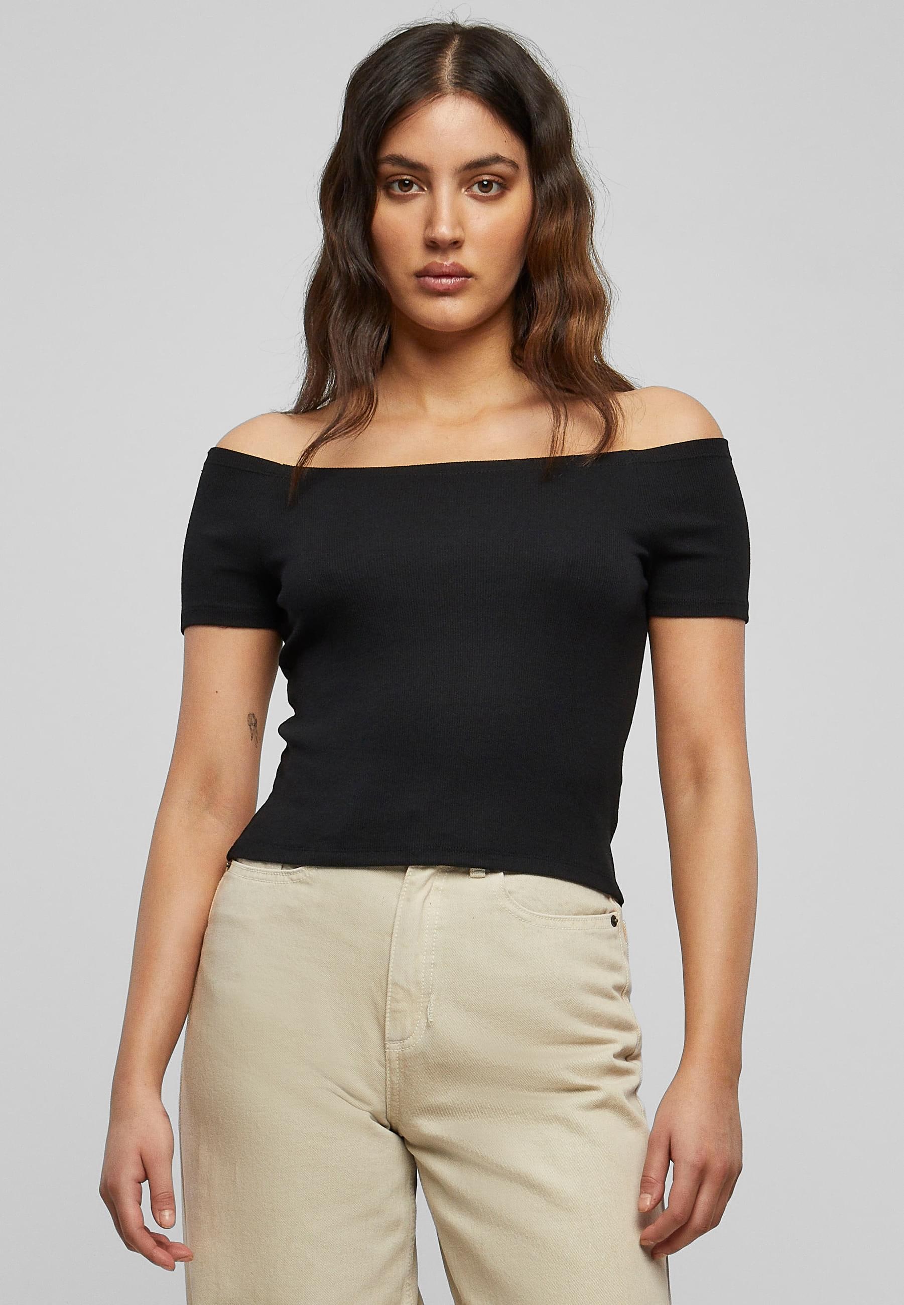 URBAN CLASSICS T-Shirt »Urban Classics Damen Ladies Off Shoulder Rib Tee«, (1 tlg.)