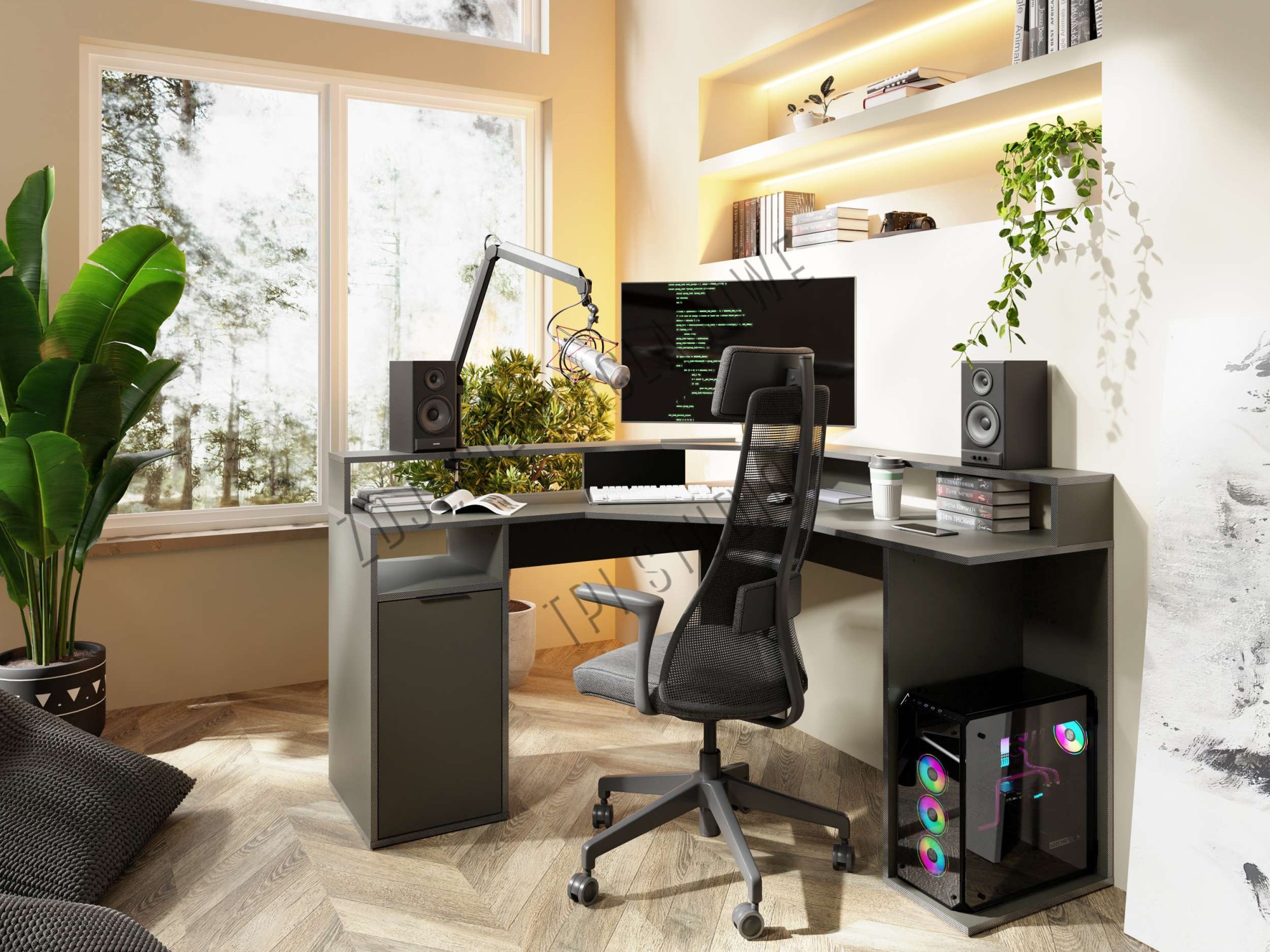 INOSIGN Eckschreibtisch »Omaha«, Gamingtisch mit Tür, Towerfach und Monitorablage, Breite 139 cm