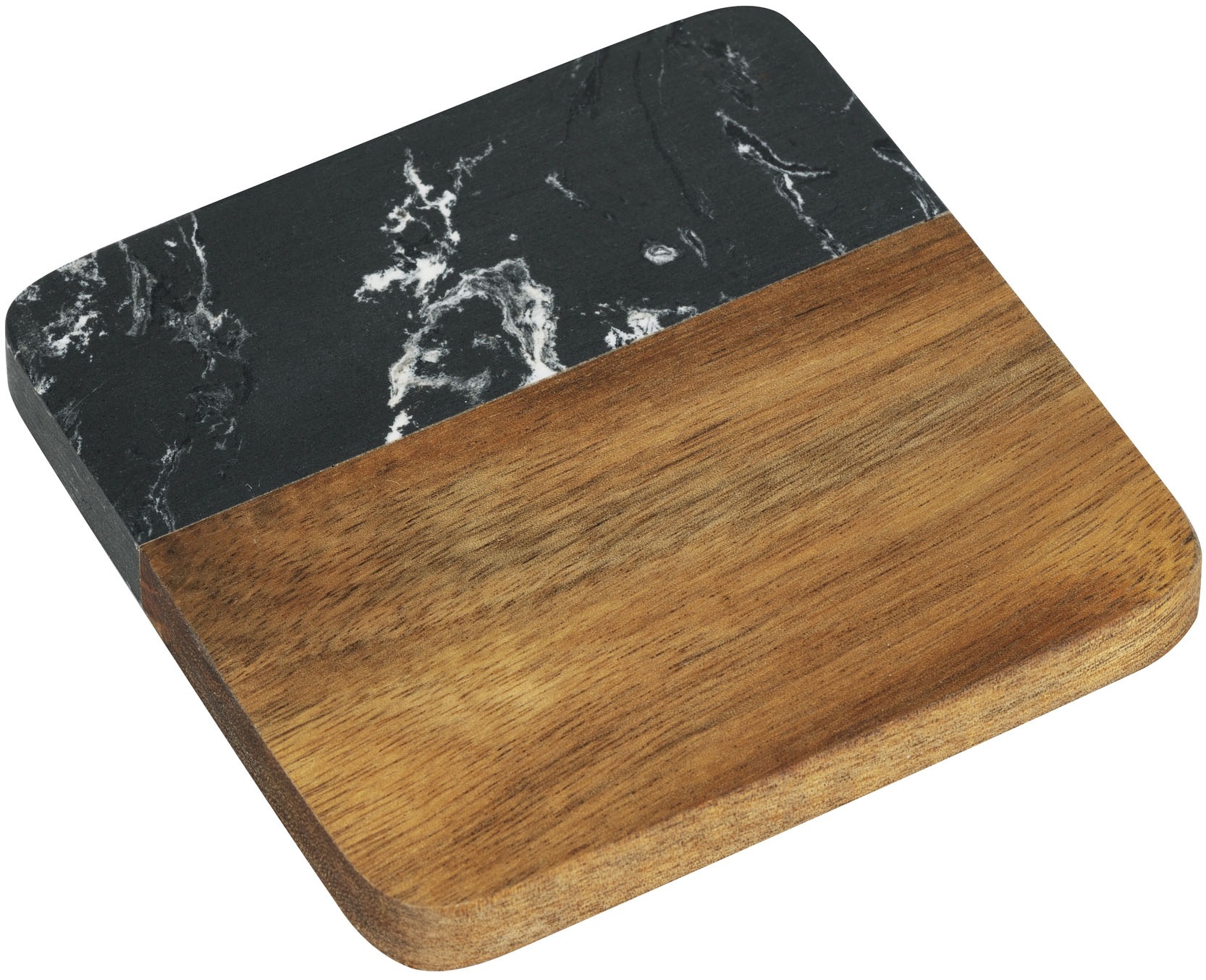 Thumbnail - SCHÖNER WOHNEN-Kollektion Glasuntersetzer "Atami" edle Getränkeuntersetzer aus Marmor & Akazienholz mit Halterung