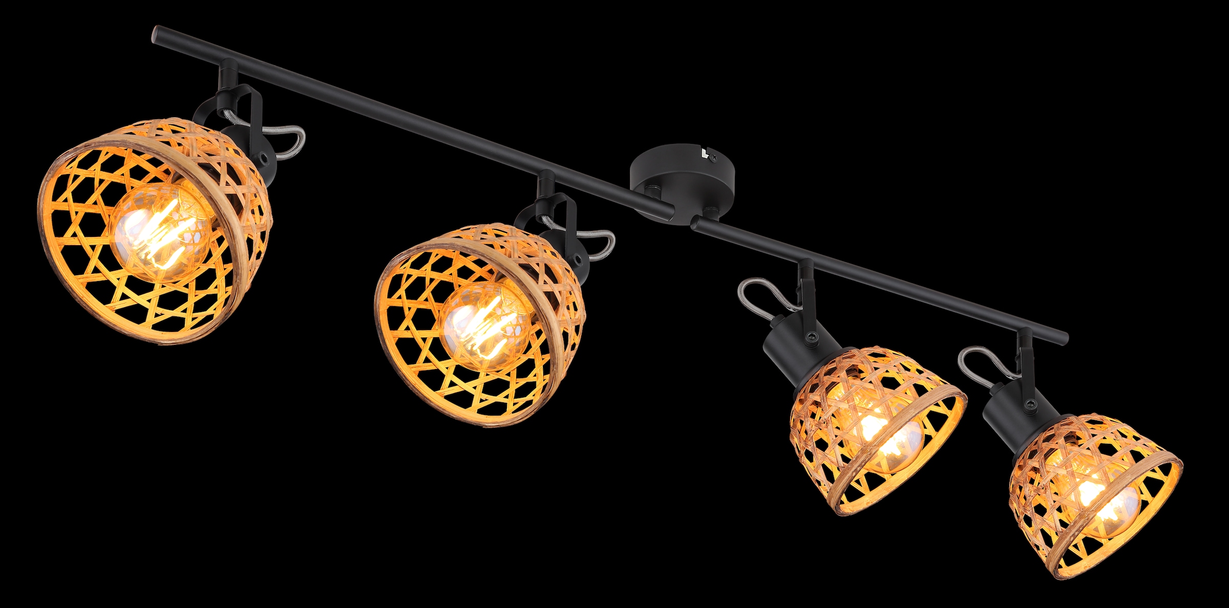 GLOBO LIGHTING Deckenspot »WENNA« E27 1 Stk. Deckenstrahler für Wohn- & Esszimmer schwarz Bambus