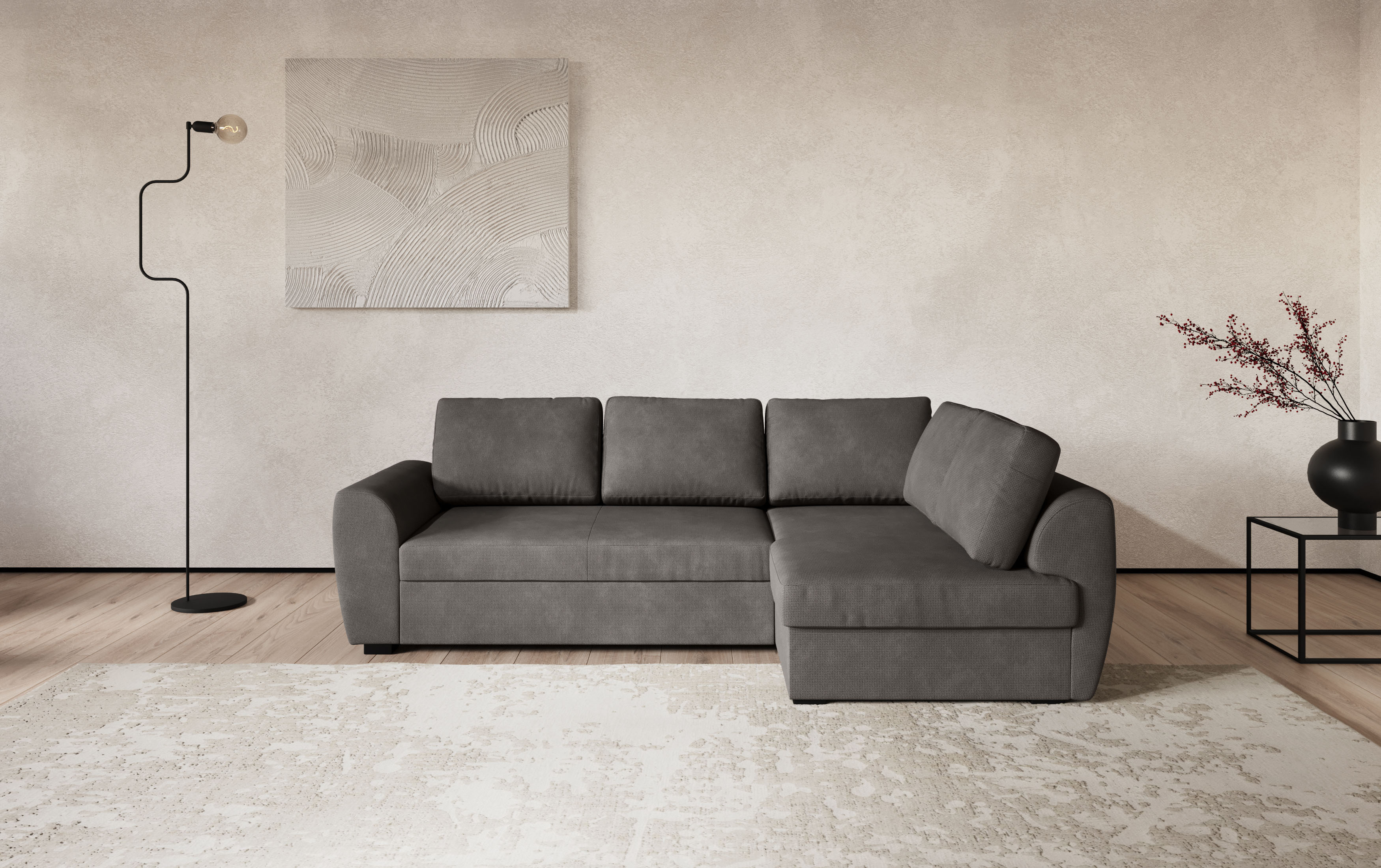 COTTA Ecksofa "Drift L-Form mit Ottomane, B: 253 cm" optional auch mit Schlaffunktion, Wellenunterfederung