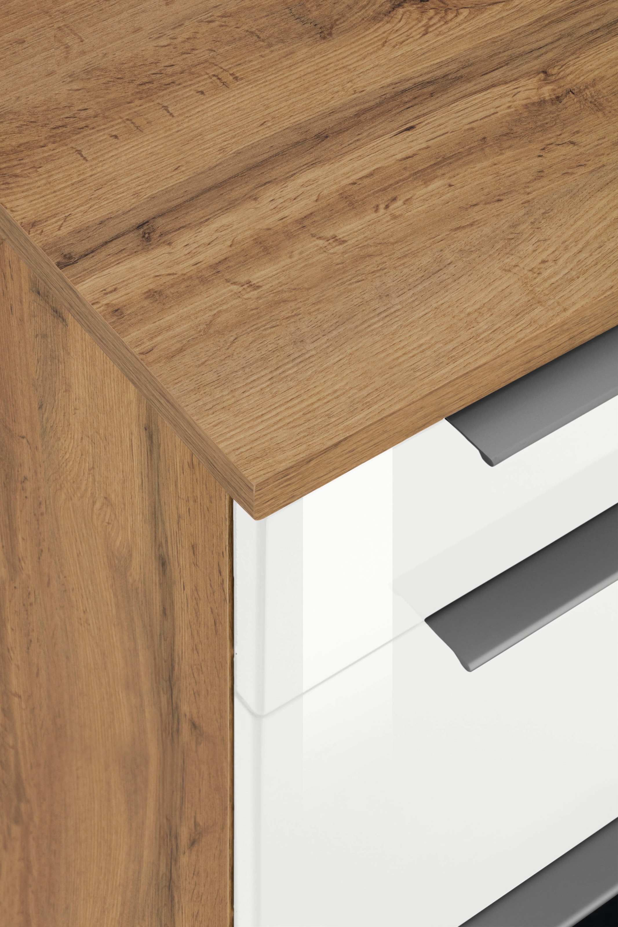 KOCHSTATION Küchenzeile »KS-Brindisi«, Breite 210 cm, wahlweise mit E-Geräten, mit MDF-Fronten und Regal