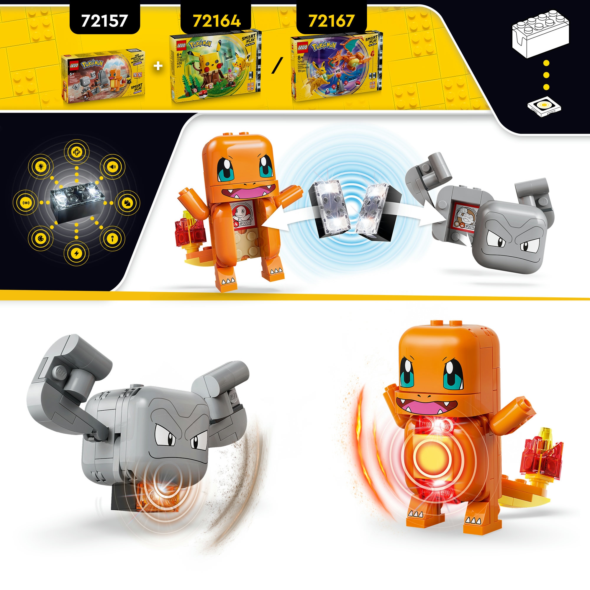 LEGO® Konstruktionsspielsteine »SMART Play:Glumandas und Kleinsteins Höhlenduell (72157), LEGO Pokémon« Mit SMART Brick kombatibel (nicht enthalten)