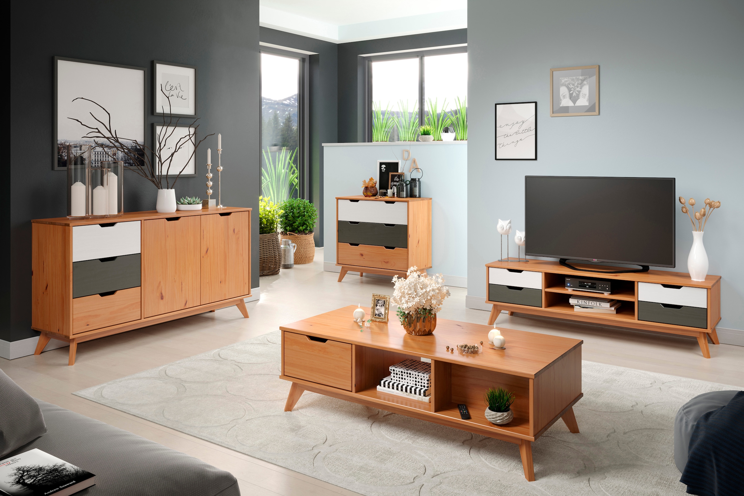 INTER-FURN Sideboard "Scandik", Kommode, praktisch und aus massiver Kiefer, günstig online kaufen