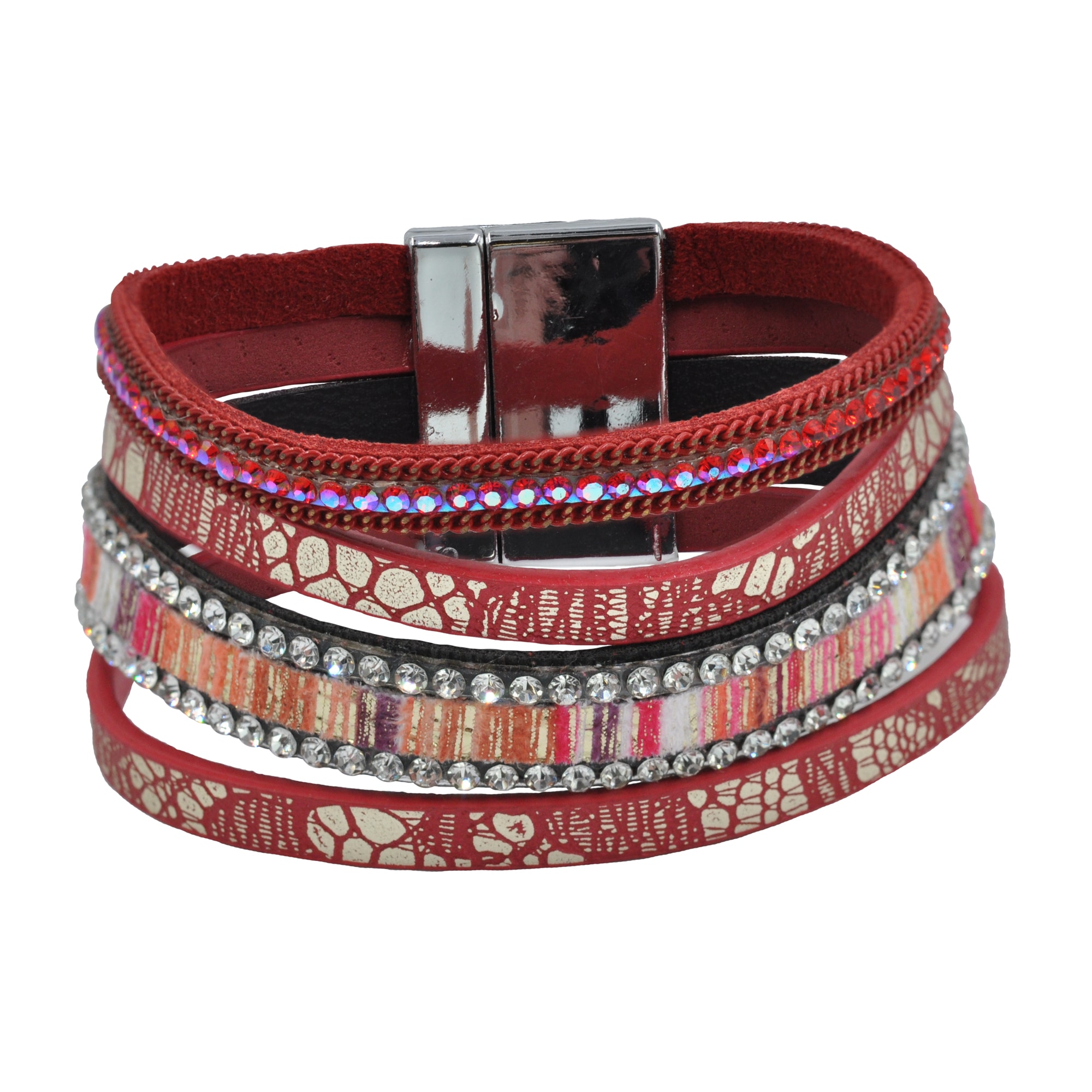 Armband »Velour rot 4-reihig«