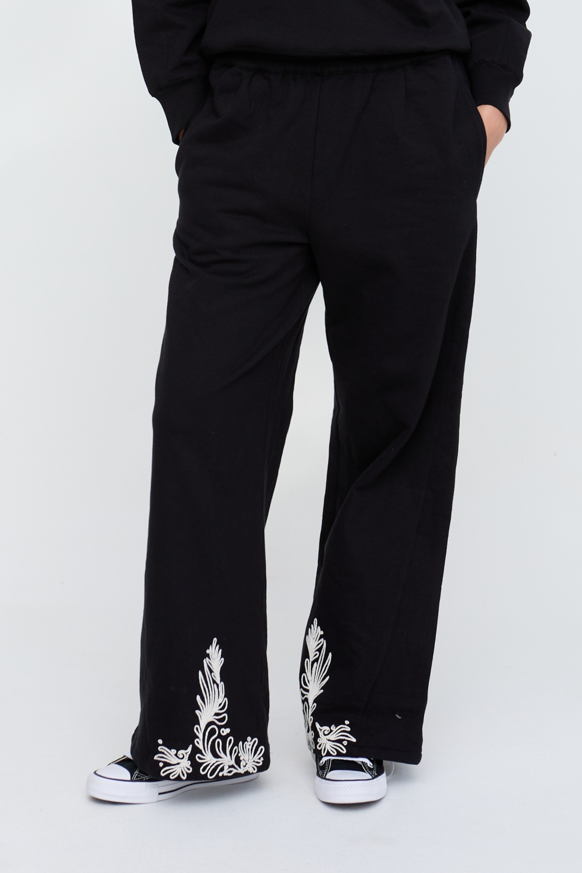 RAFFYA Jerseyhose "Marmalade Embroidered Wide Leg Trouser Damen" günstig online kaufen