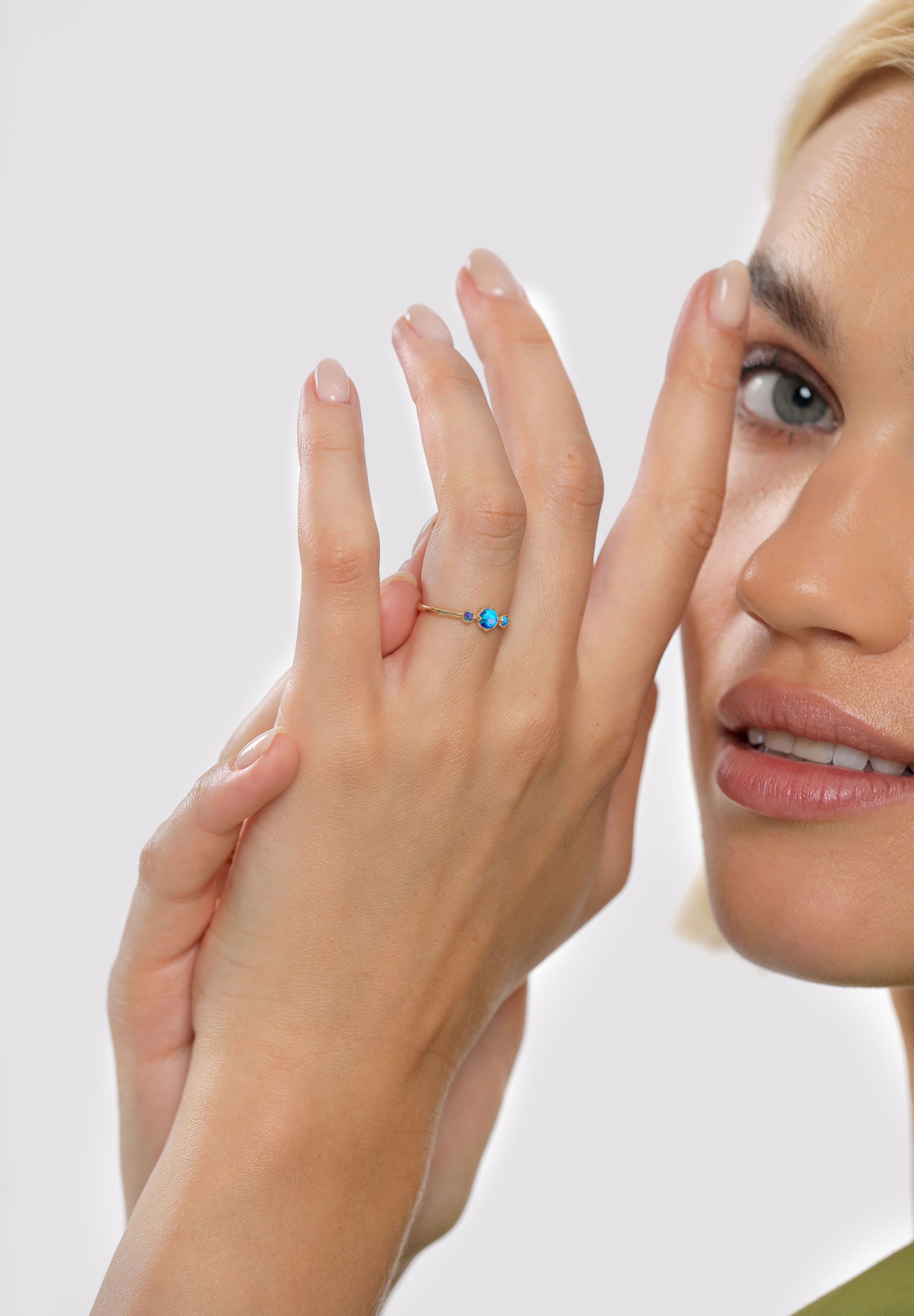 Elli Fingerring »Opal Rund Trio Vintage 925er Silber«