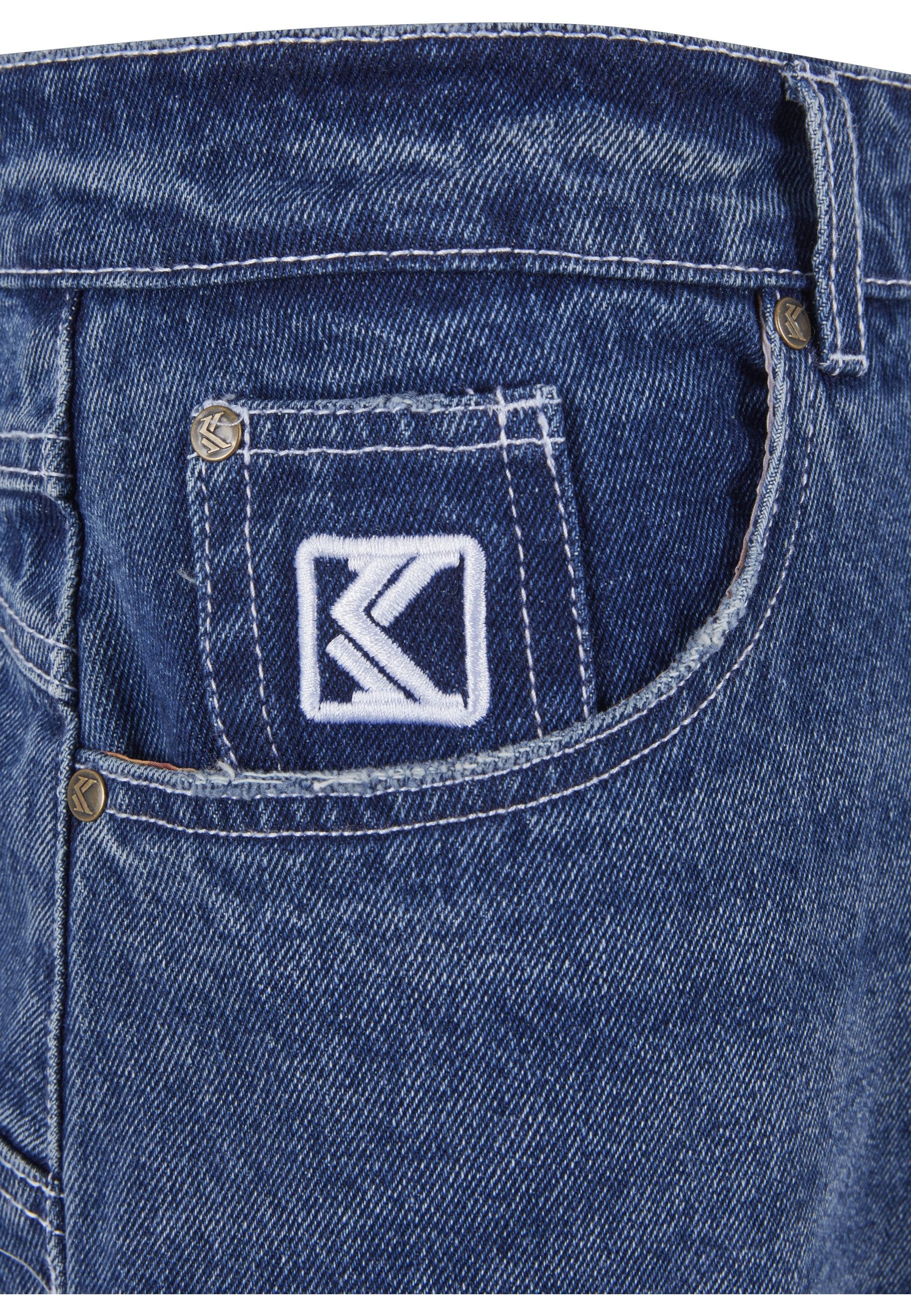 Karl Kani Bequeme Jeans »Karl Kani Herren Karl Kani Metal Plate Baggy Five Pocket Denim«