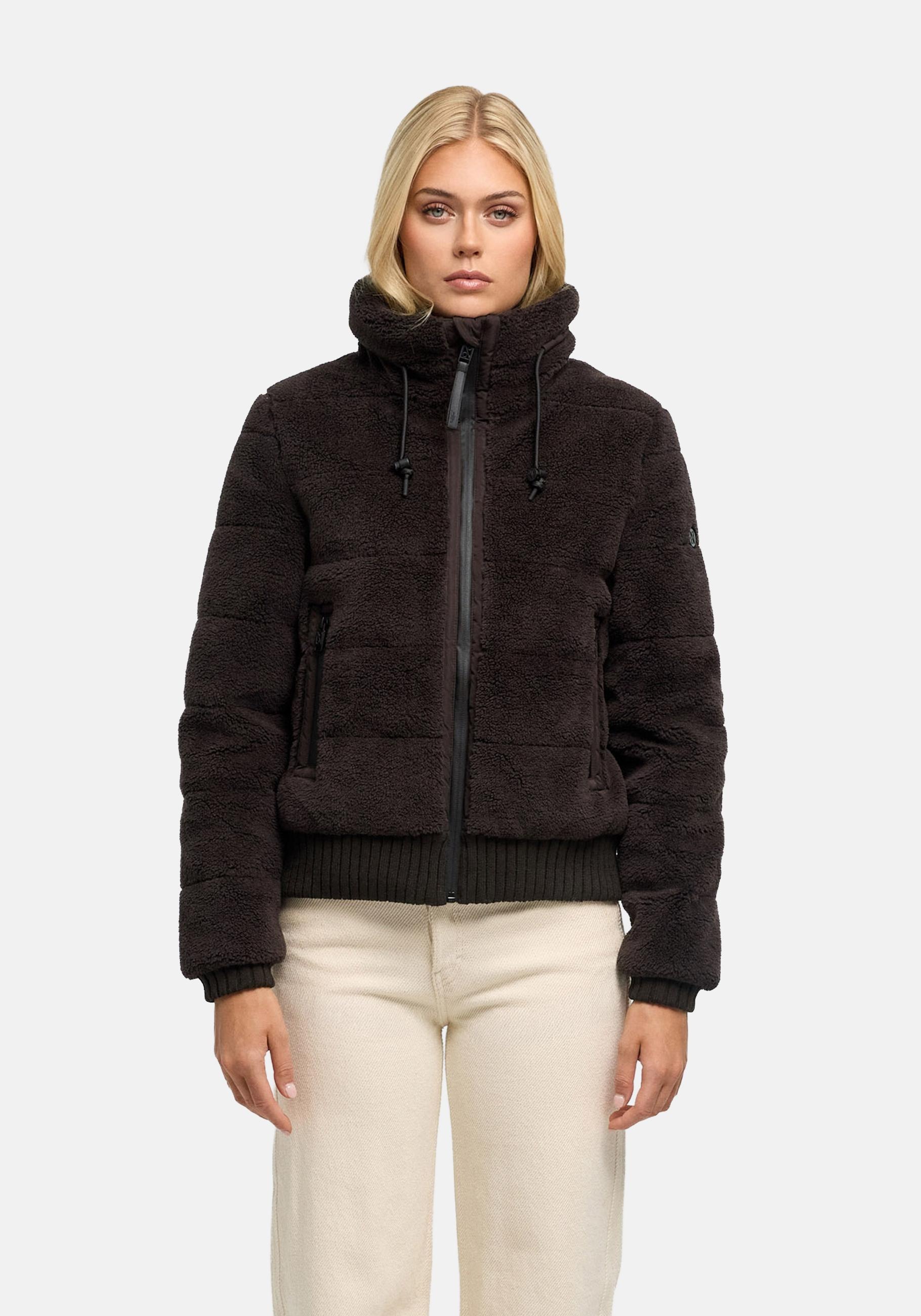 Navahoo Plüschjacke "Schneepuder 14" ohne Kapuze warme Damen Teddyjacke für den Winter
