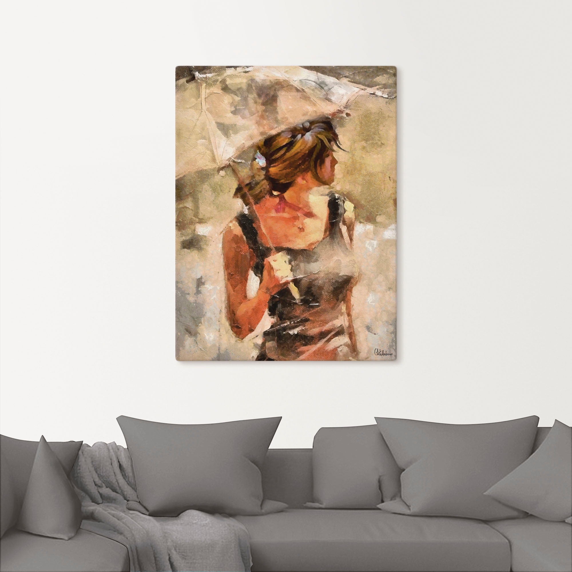 Artland Wandbild »Lady mit Regenschirm«, Portrait, (1 St.), als Leinwandbild, Poster in verschied. Größen