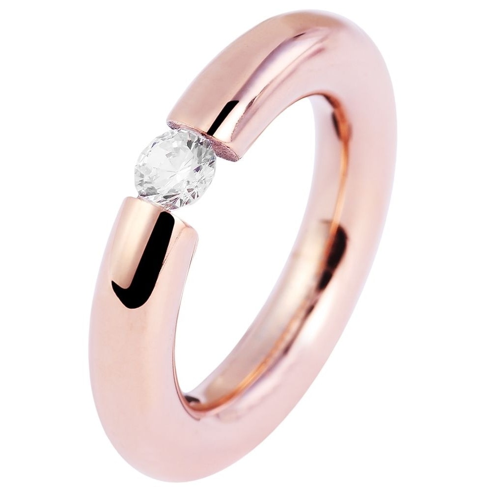 Adelia's Women's Finger Ring Stainless Steel Zirconia Rose Gold Size 60