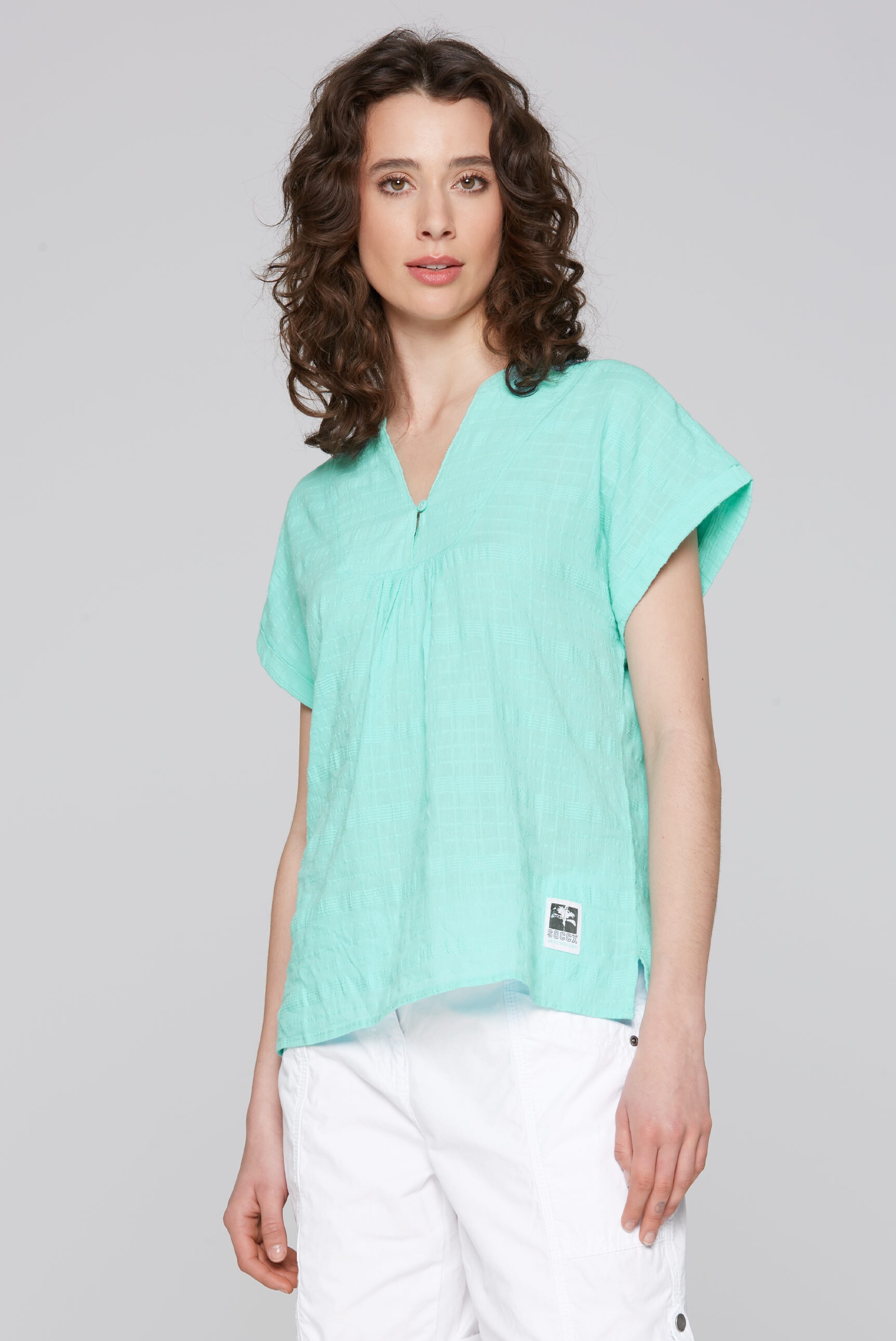 SOCCX Schlupfbluse, im Turn-Up-Look günstig online kaufen