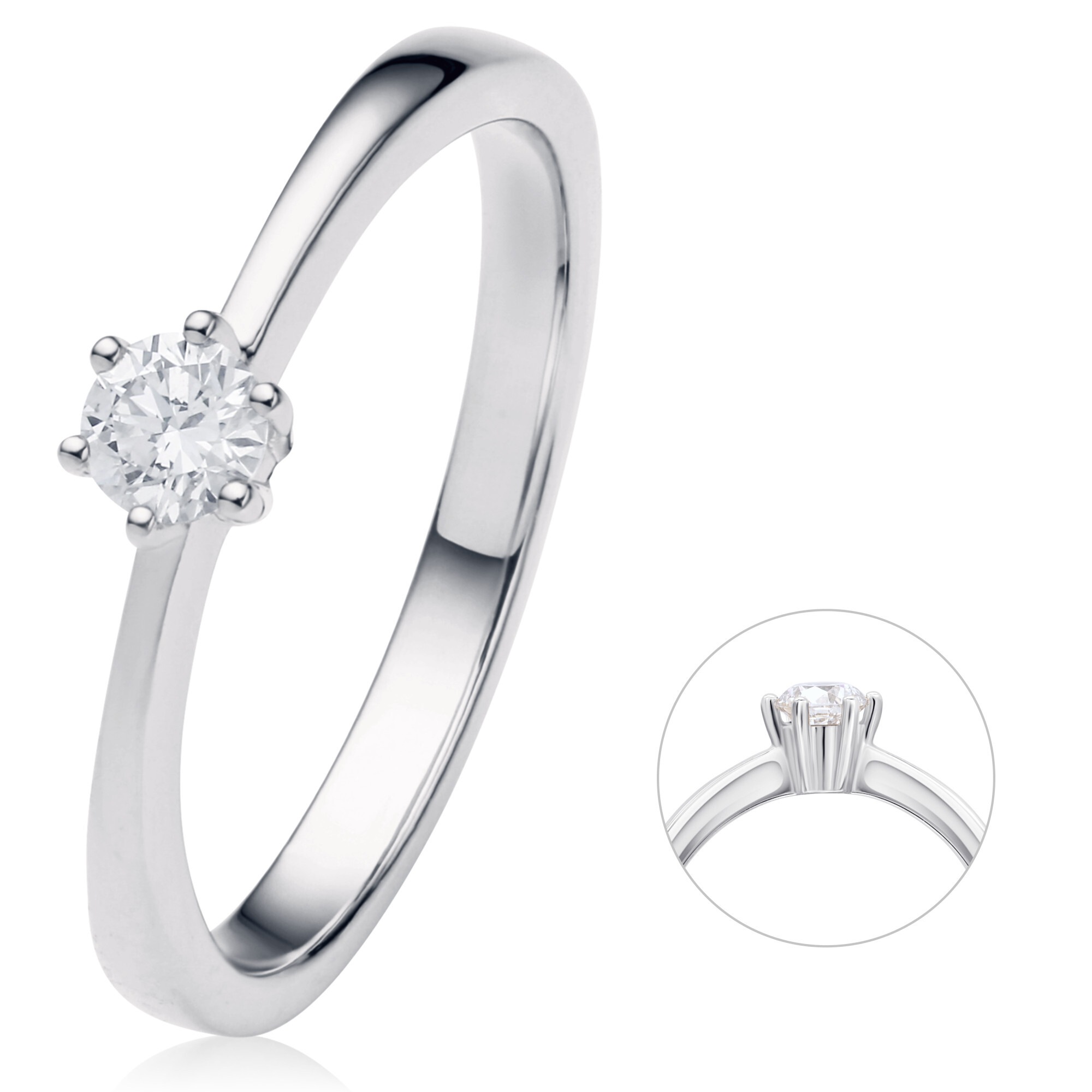 Diamantring ONE ELEMENT "0.15 ct Diamant Brillant Ring aus 585 Weißgold" Gr. 54, silber, Fingerringe, Damen, 54, 0,15, Diamanten Gold Weißgold 585, Diamanten, Gold, Weißgold 585, Diamantring, Sorgfältig gefertigt – zarte Diamantakzente mit besonderer Stra