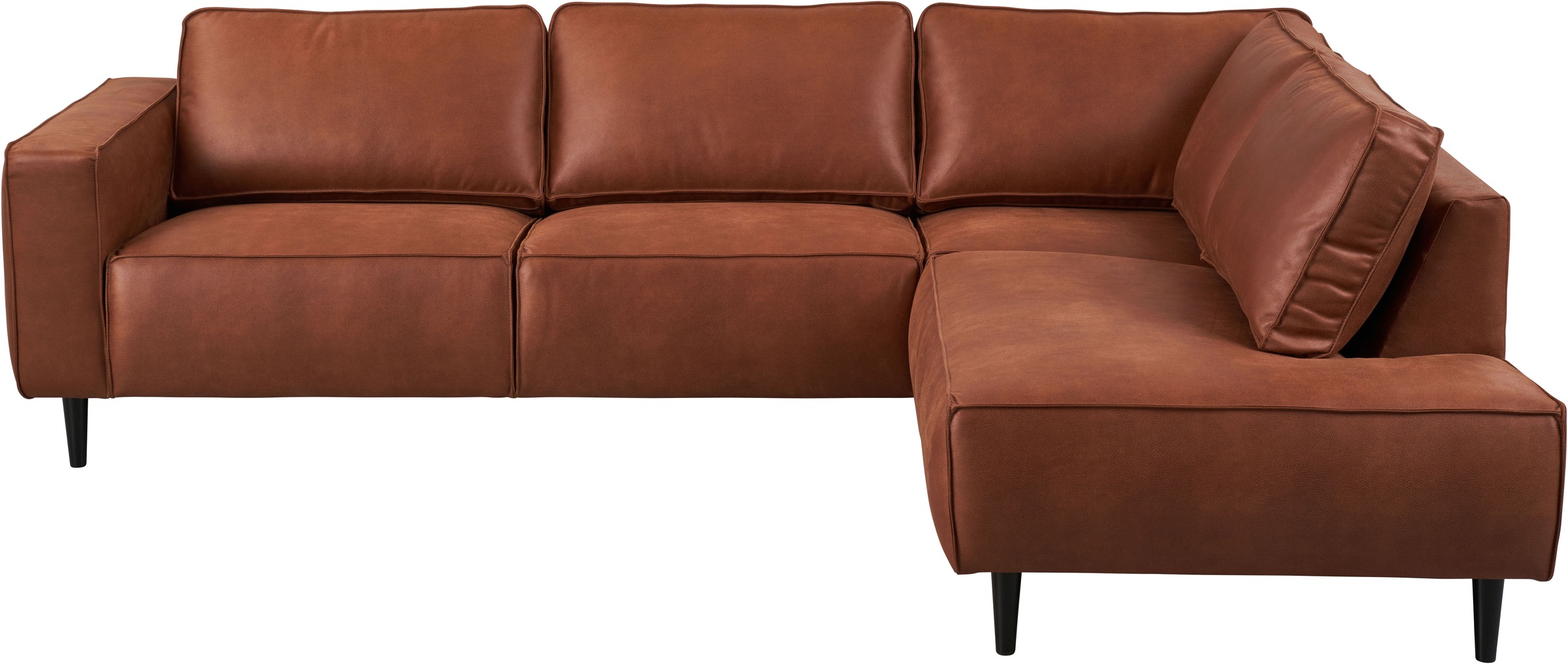 Places of Style Ecksofa »Fumone, Lederoptik oder Soft-Touch Chenille«, Breite 260, mit schwarzen Massivholzfüßen