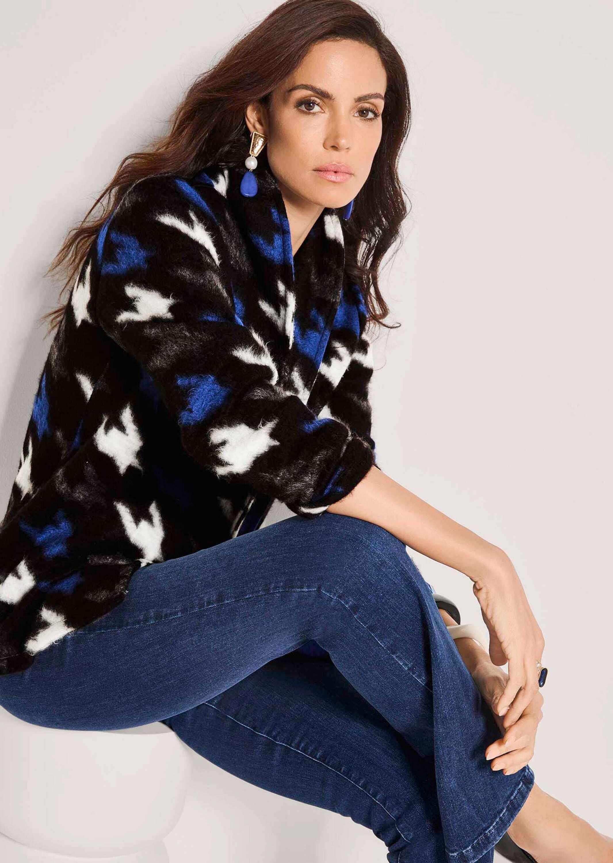 MADELEINE Langarmshirt »Shirt Shirtjacke mit Hahnentrittmuster«