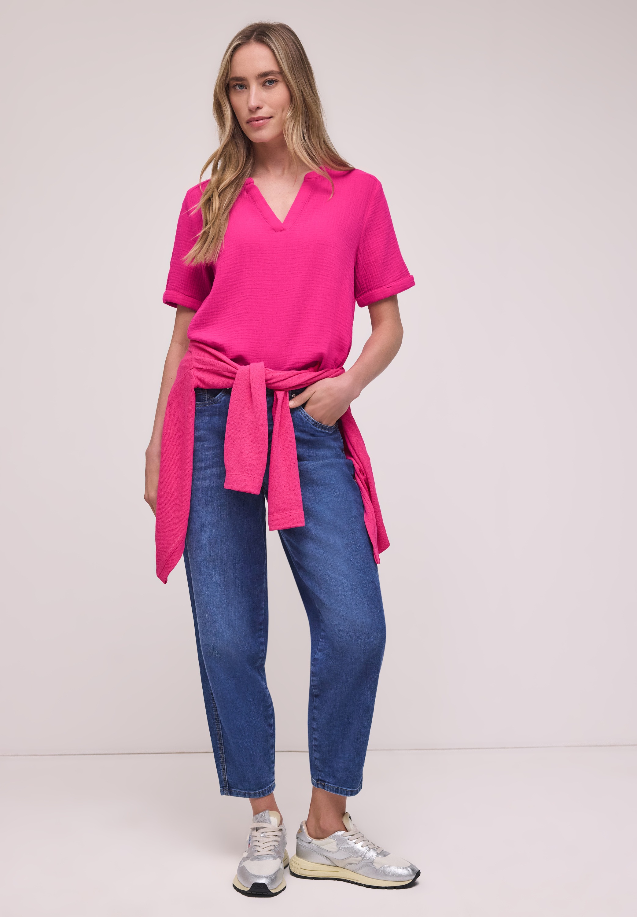 STREET ONE Kurzarmbluse aus reiner Baumwolle