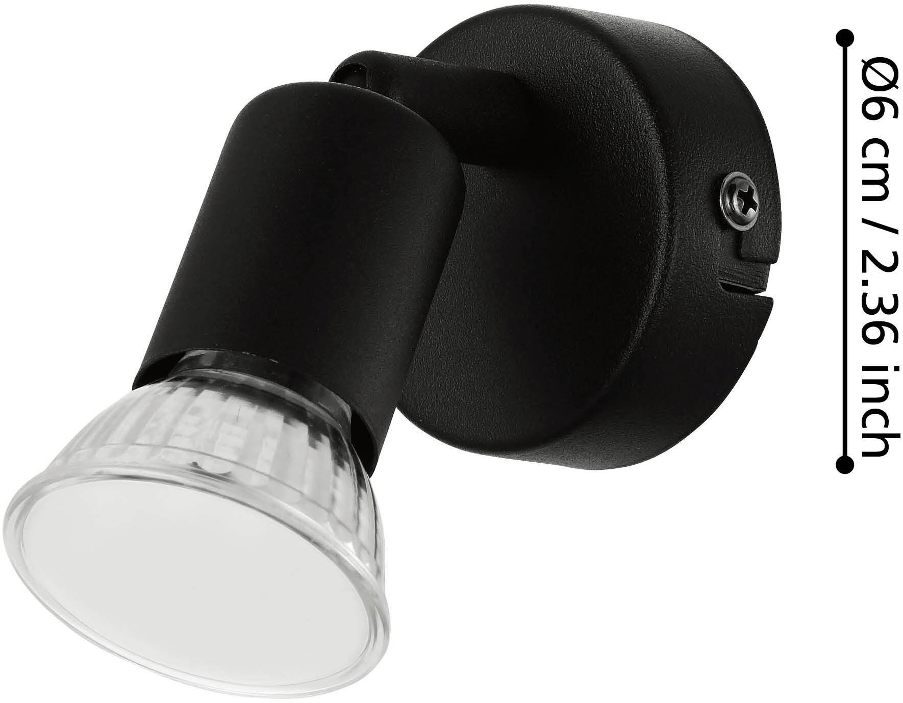 EGLO Deckenspot »BUZZ-LED Spotlampe - Stahl - GU10 - 1X2,8W - IP20« GU10 1 Stk. Wandleuchte, Wandspot, schwenkbar, Strahler, Ø6 cm