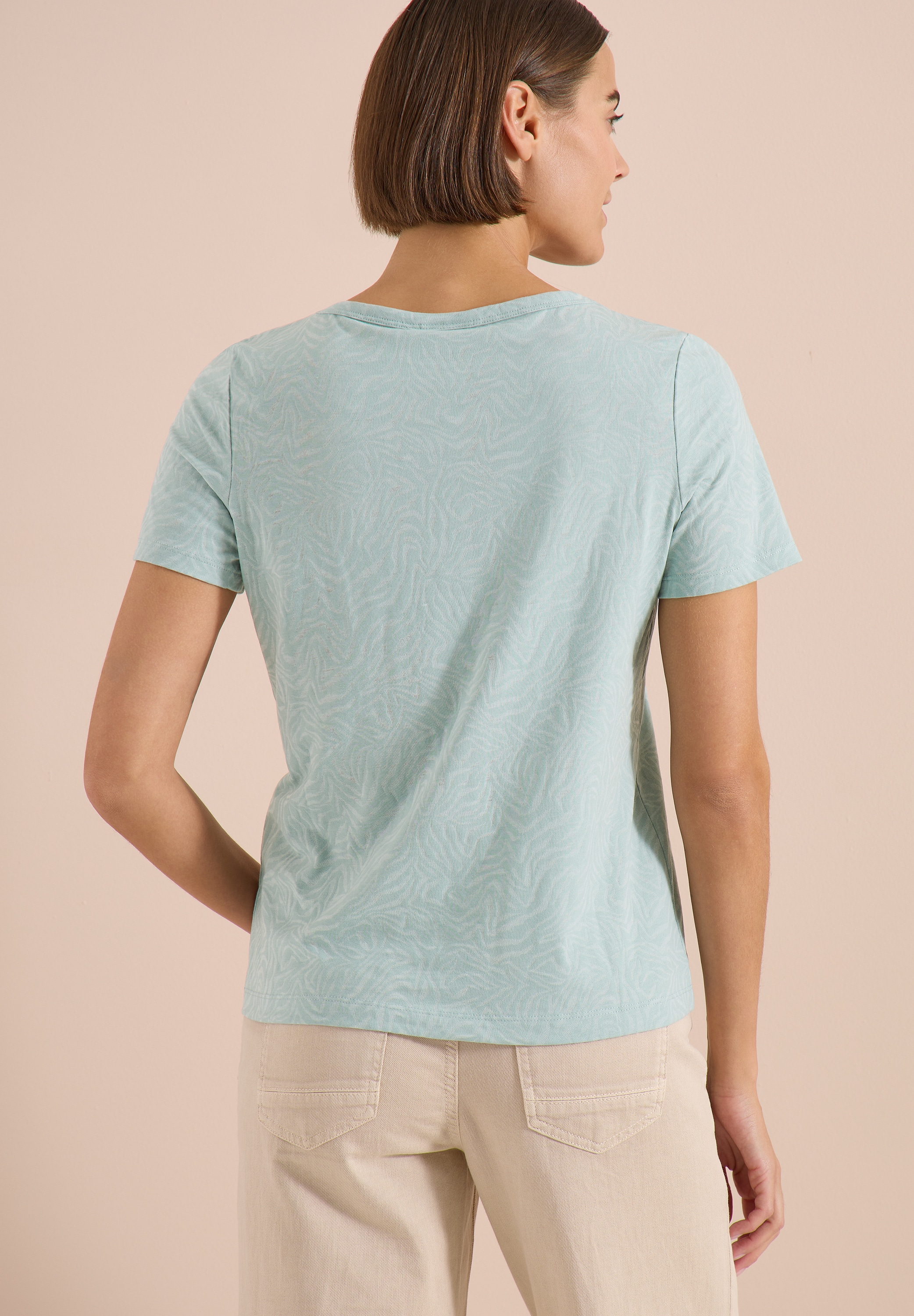 Cecil Kurzarmshirt Sommershirt in Burn-Out-Optik und mit Zebra-Muster