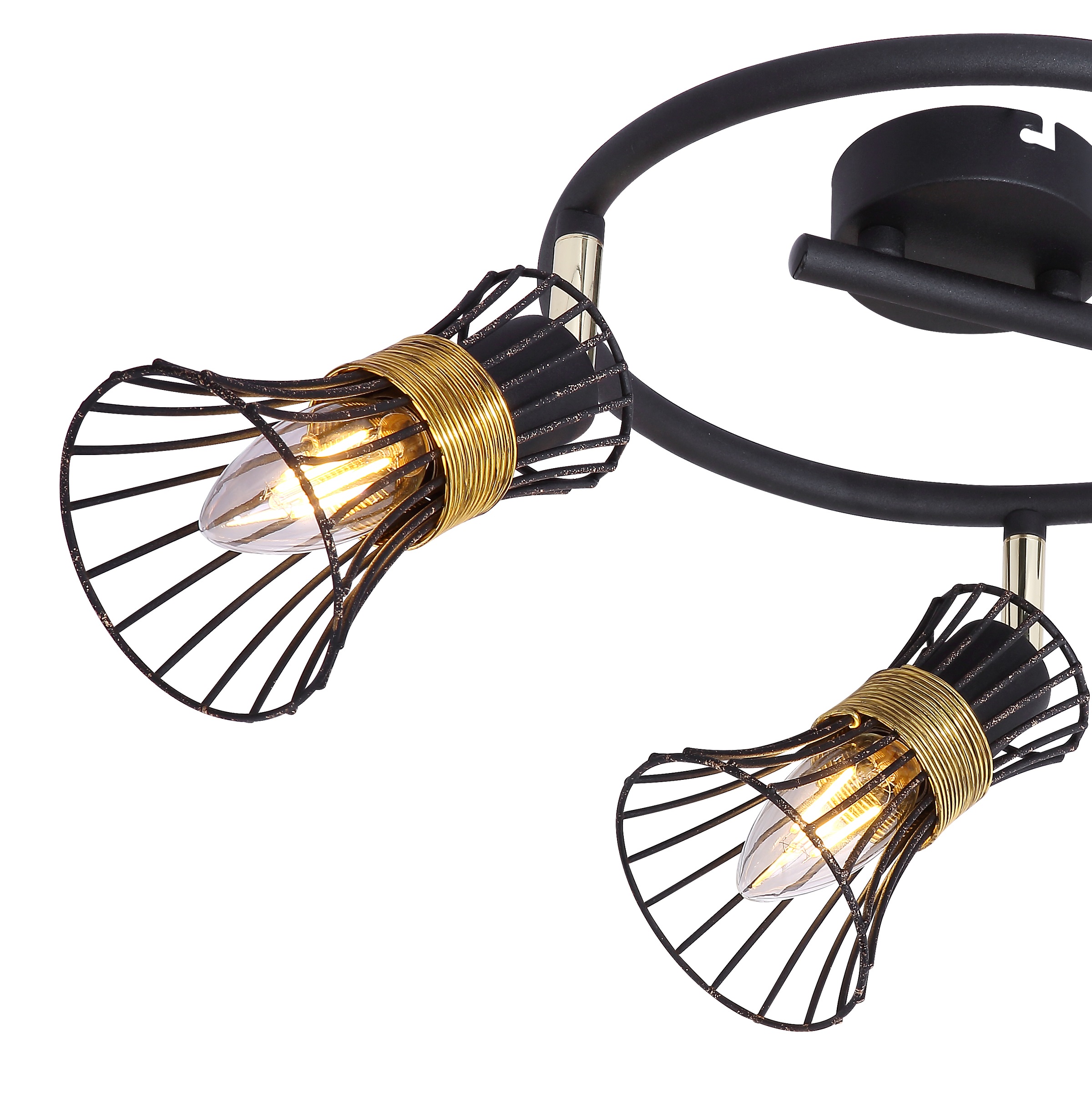 GLOBO LIGHTING Deckenstrahler »PURRA«, Leuchtmittel E14 | ohne Leuchtmittel, Deckenspot/schwarz/goldfarben/Metallstäbe/Flur/Wohnzimmer