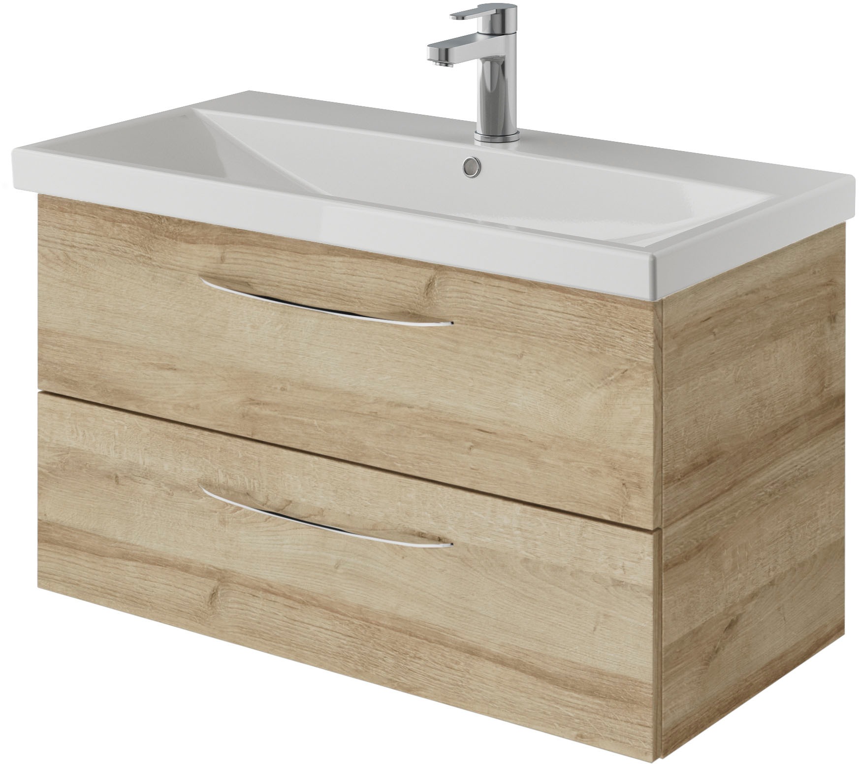 Saphir Badmöbel-Set »Serie 4035 2-teilig, Keramikwaschtisch mit LED-Spiegel, 90 cm breit«, (Set), Badezimmer-Set inkl. Türdämpfer, 2 Schubladen, Waschplatz