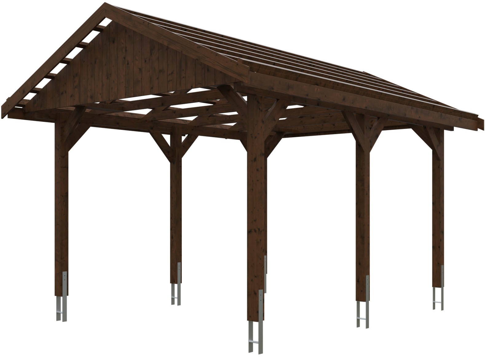 Skanholz Einzelcarport »Wallgau«, Nadelholz, 291 cm, Nussbaum, 380x500cm, mit Dachlattung