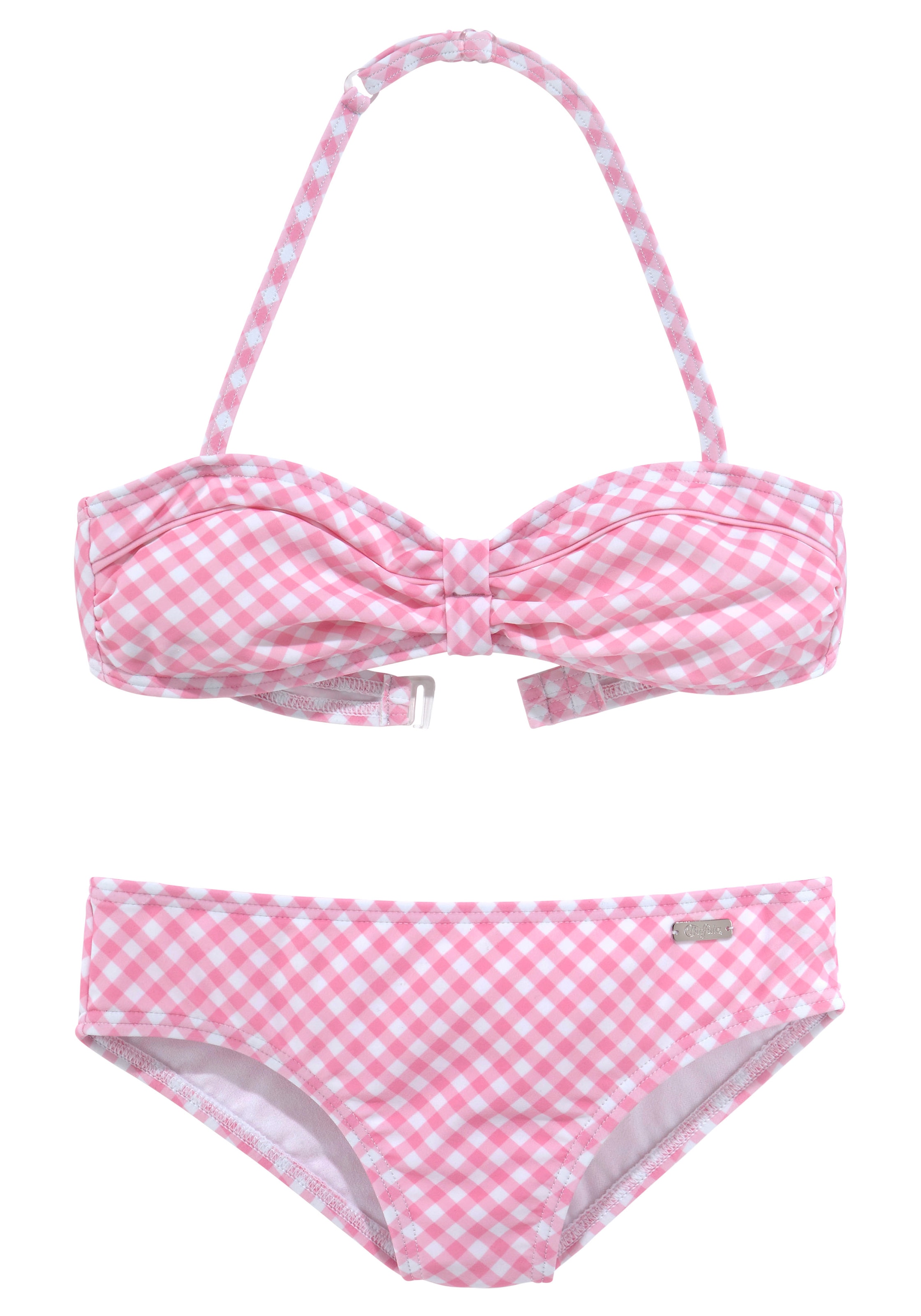 Buffalo Bandeau-Bikini "Karo Kids", mit unifarbenen Details