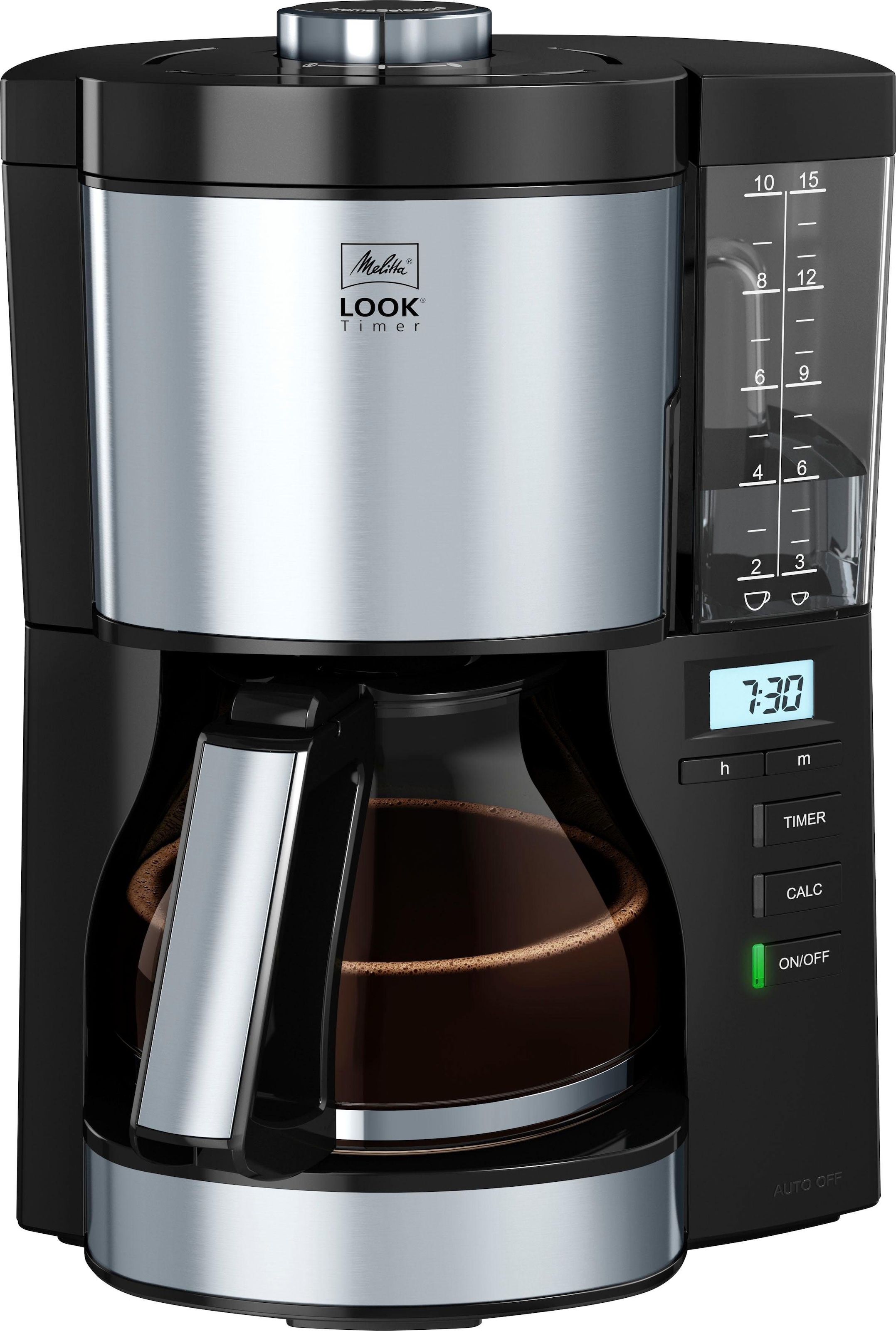 Melitta Filterkaffeemaschine »Look Timer 1025-08 schwarz«, 1,25 l Kaffeekanne, Papierfilter, 1x4