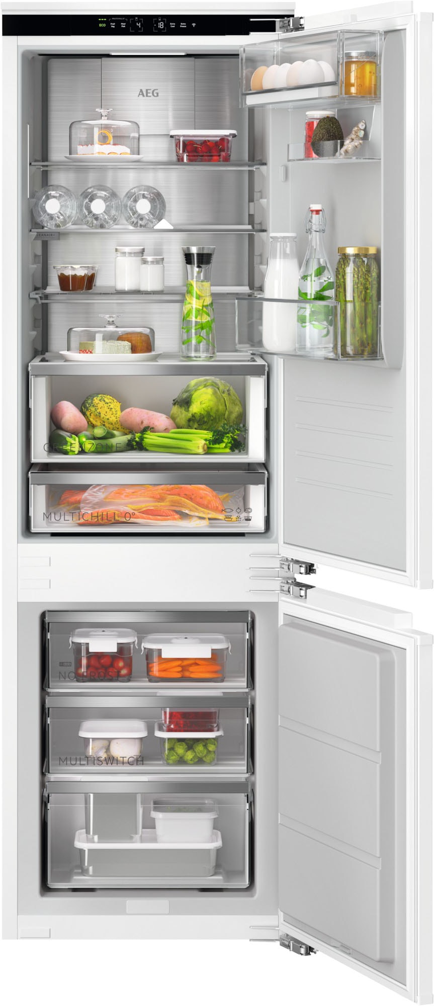 AEG Einbaukühlgefrierkombination "TSC9V18WCC3", Rechtsanschlag, silber, Kühlschränke, MultiChill-Null-Grad-Schublade -3C bis +5C wählbar, WiFi,