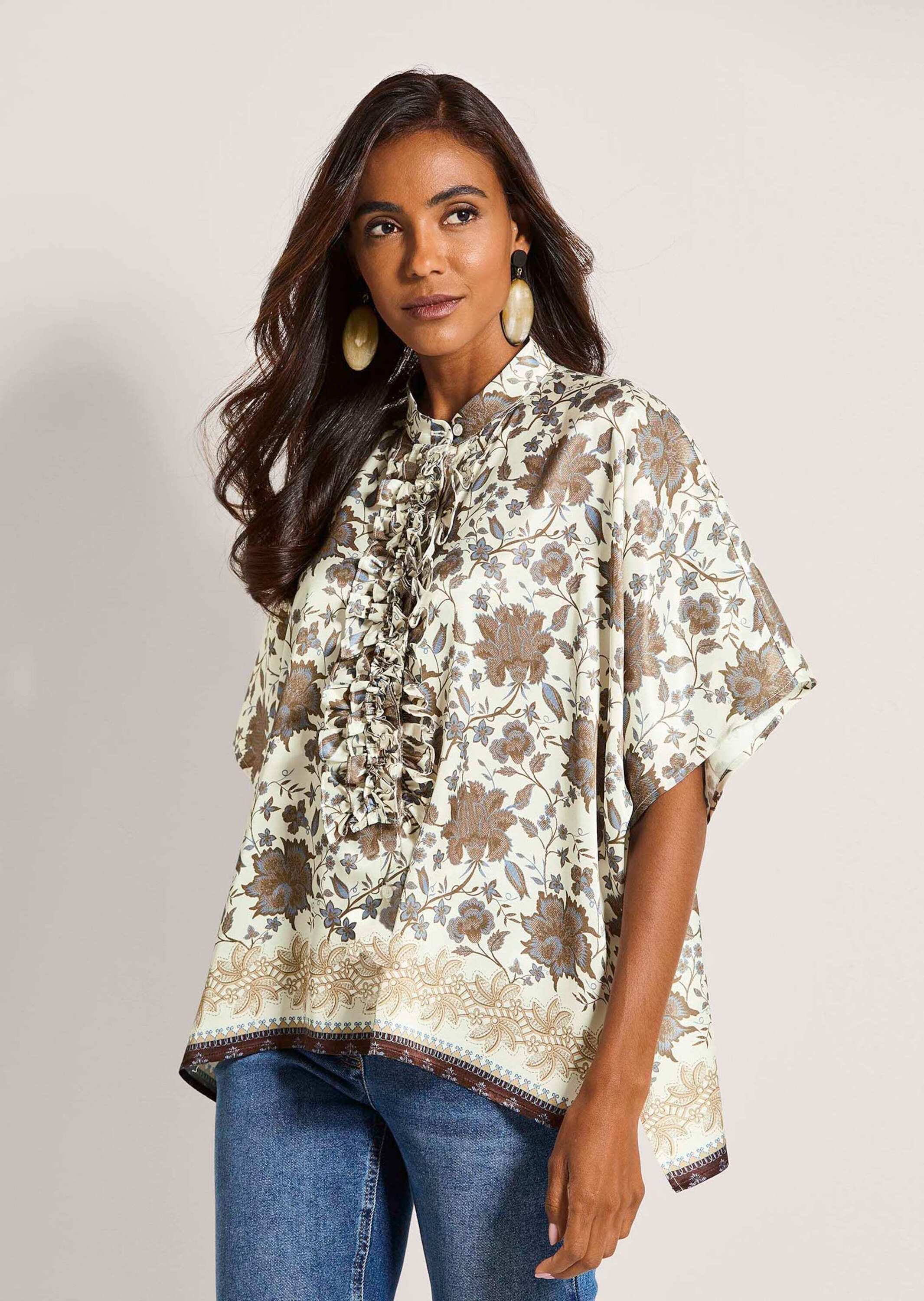 Thumbnail - MADELEINE Kurzarmbluse "Blusenshirt Sommerbluse mit floralem Muster"