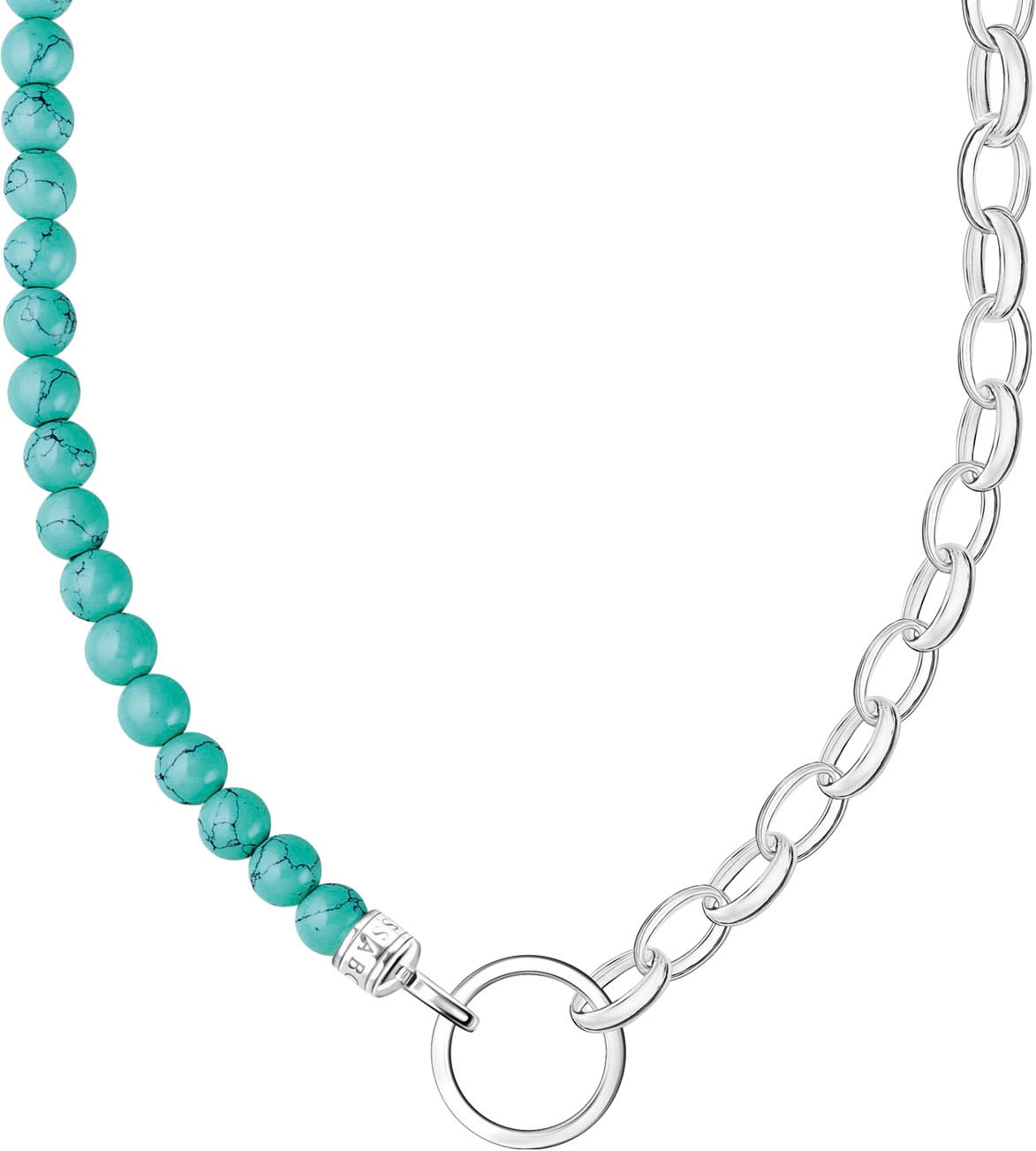 Charm-Kette »mit blauen Perlen, KE2188-404-17-L45V«, mit Türkis-Imitat