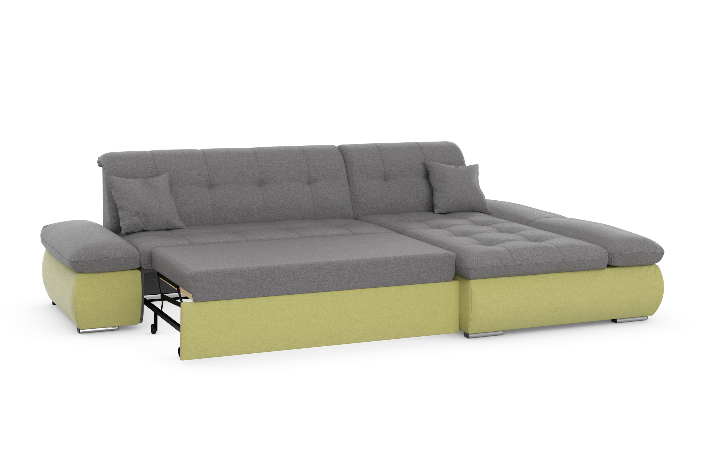 DOMO collection Ecksofa »Moric, L-Form, XXL-Sofa - Breite 300cm«, wahlweise mit Bettfunktion und Armteilverstellung, gelb-schlamm