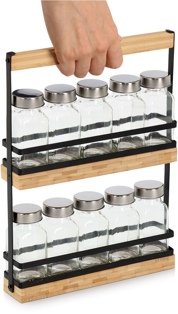 Zeller Present Gewürzständer »Set, 11-tlg., Glas/Metall/Bambus«, (Set, 11 tlg.), hochwertig, moderner Materialmix