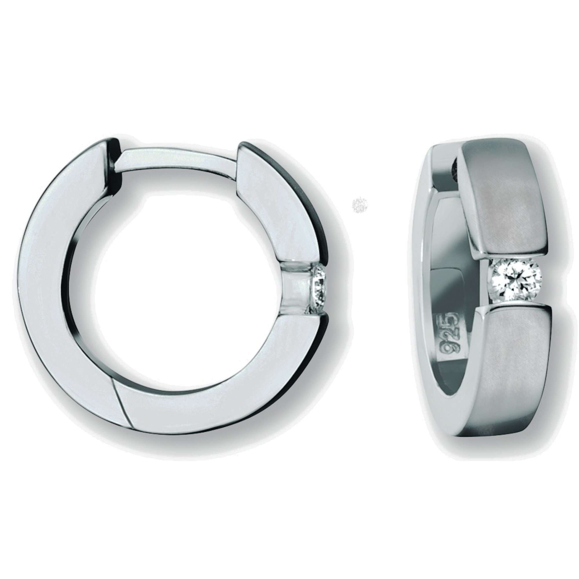 ONE ELEMENT Paar Creolen »Zirkonia Ohrringe Creolen aus 925 Silber Ø 15 6 x 3 7 mm« Damen Silber Schmuck