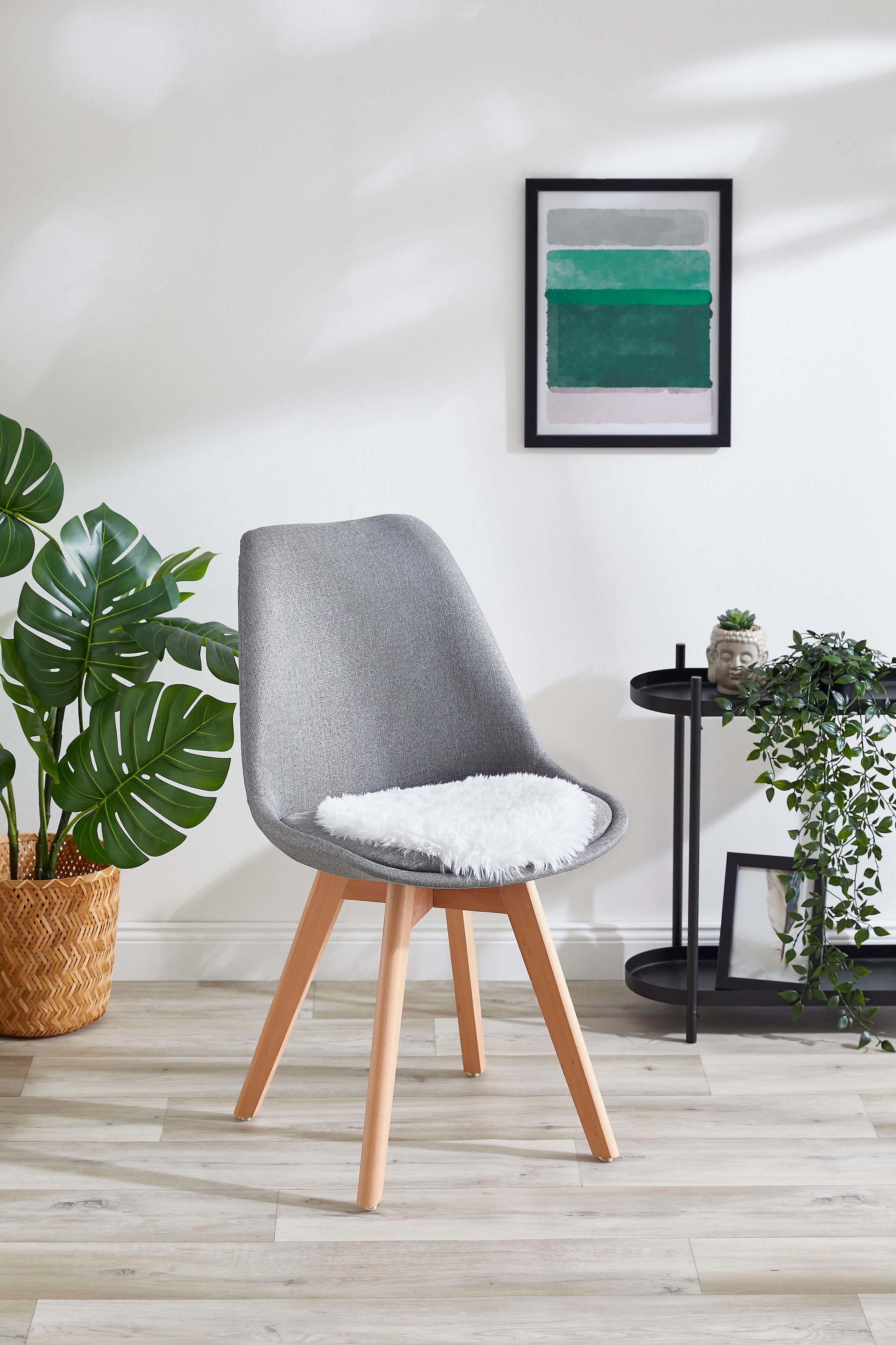 my home Sitzkissen "Alpa, 4er Set", Sitzauflage, Kunstfell, rund, Ø 34 cm, günstig online kaufen