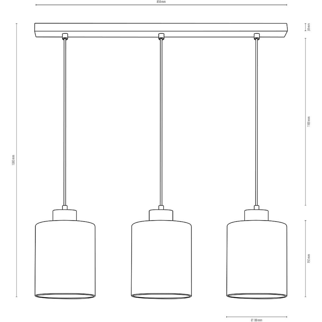 BRITOP LIGHTING Pendelleuchte »ZEFIR«, 3 flammig-flammig