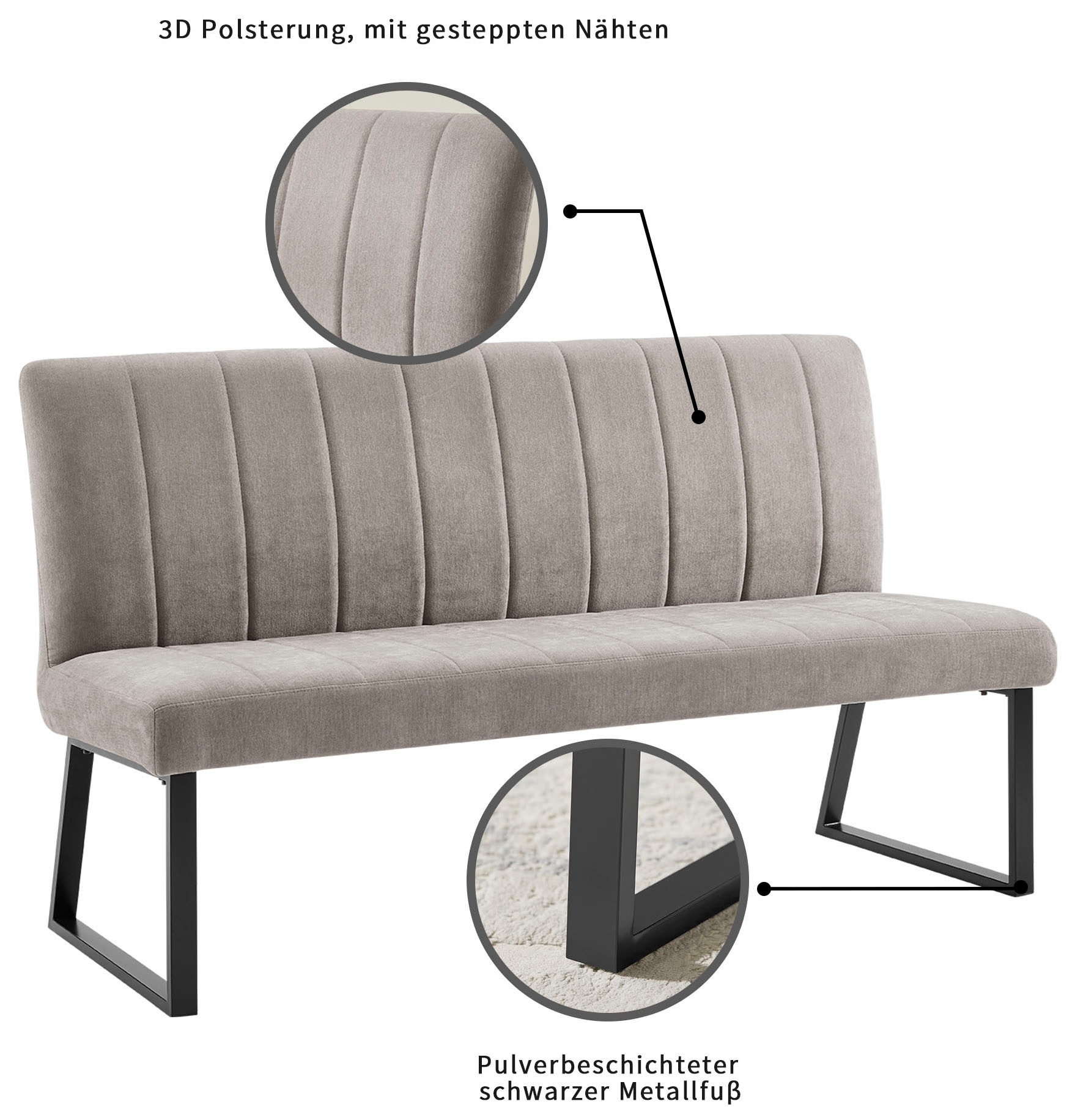 OTTO home Essgruppe »Hennia« Set, 4 tlg. Tischplatte aus Melamin, 2 Freischwinger, Bank, Metallgestell