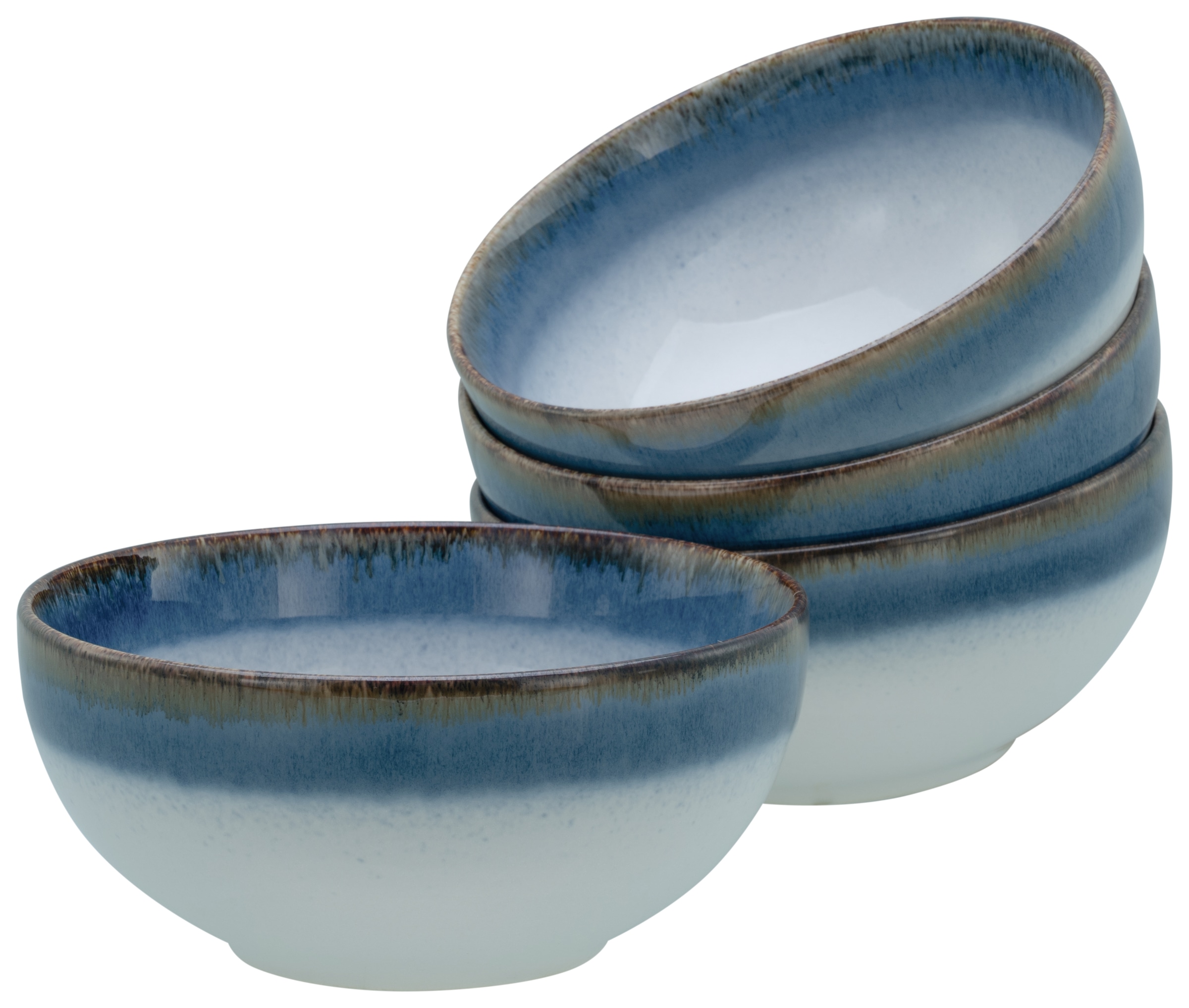 CREATABLE Schale "Cascade, Buddha Bowl 17,5 cm 4-tlg", Ø 17,5cm, blau, Schüsseln, Rekativglasur, Healthy Food