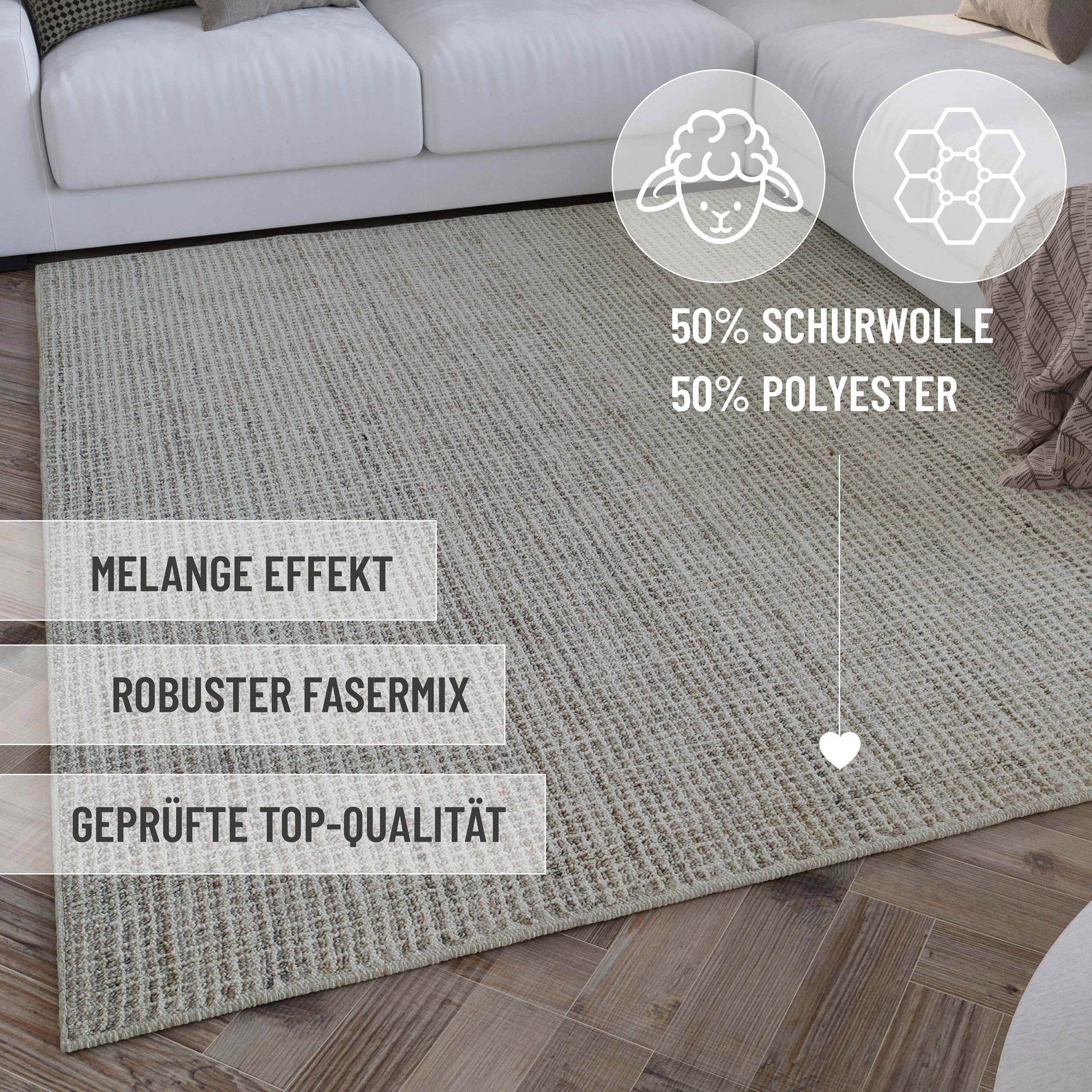 Wecon home Teppich »Hamptons FOURTEEN«, rund, 10 mm Höhe, Fasermix, Kurzflor, Wohnzimmer, Schlafzimmer, elegant, Karo-Muster