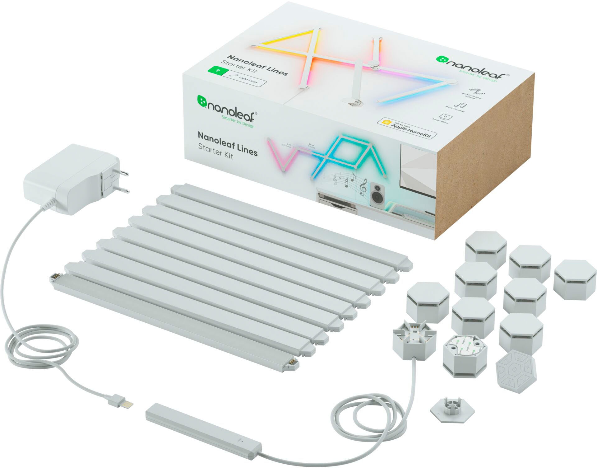 nanoleaf LED Lichtleiste »Lines«, Starter Kit - 9 PK, Modulares Stecksystem, Smarte Technologie