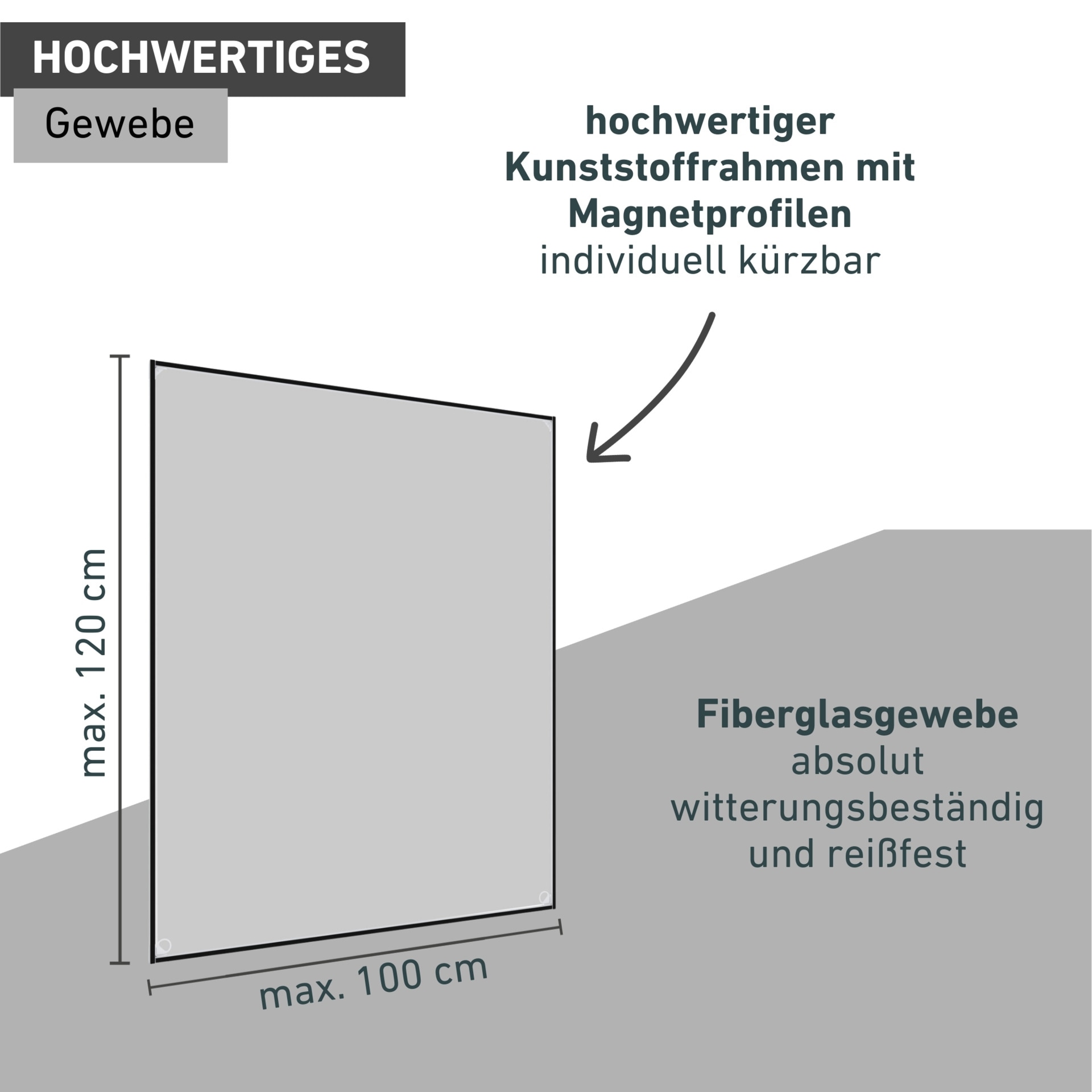 Windhager Insektenschutz-Fensterrahmen »mit selbstklebenden Magnetstreifen, Kunfstoffrahmen mit Magnetprofilen« Fliegengitter, Magnet-Insektenschutz, ohne bohren, 100 x 120 cm, weiß