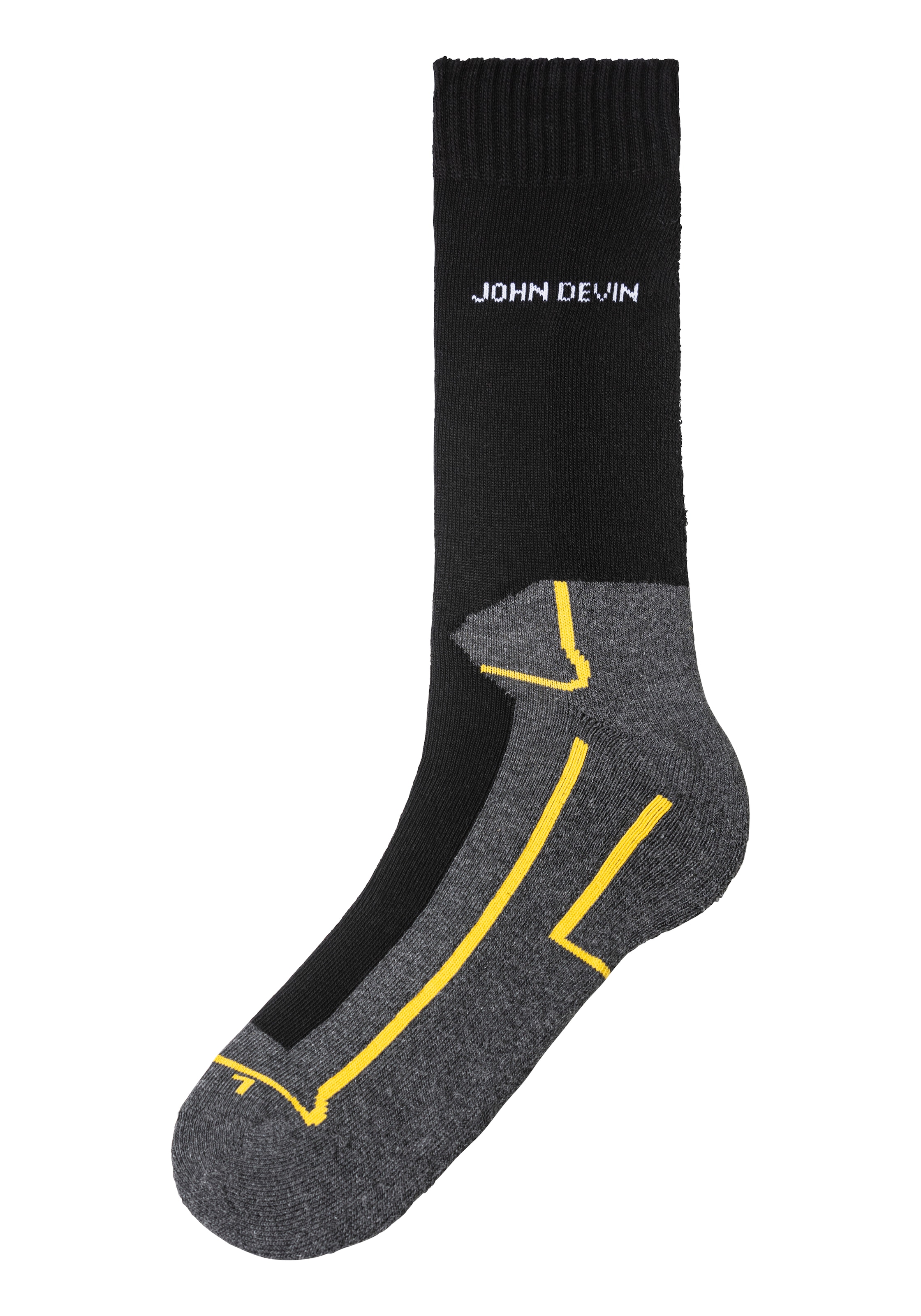 John Devin Funktionssocken, (Packung, 4 Paar), mit Sohlen über Zehen und hoch Fersenplüsch
