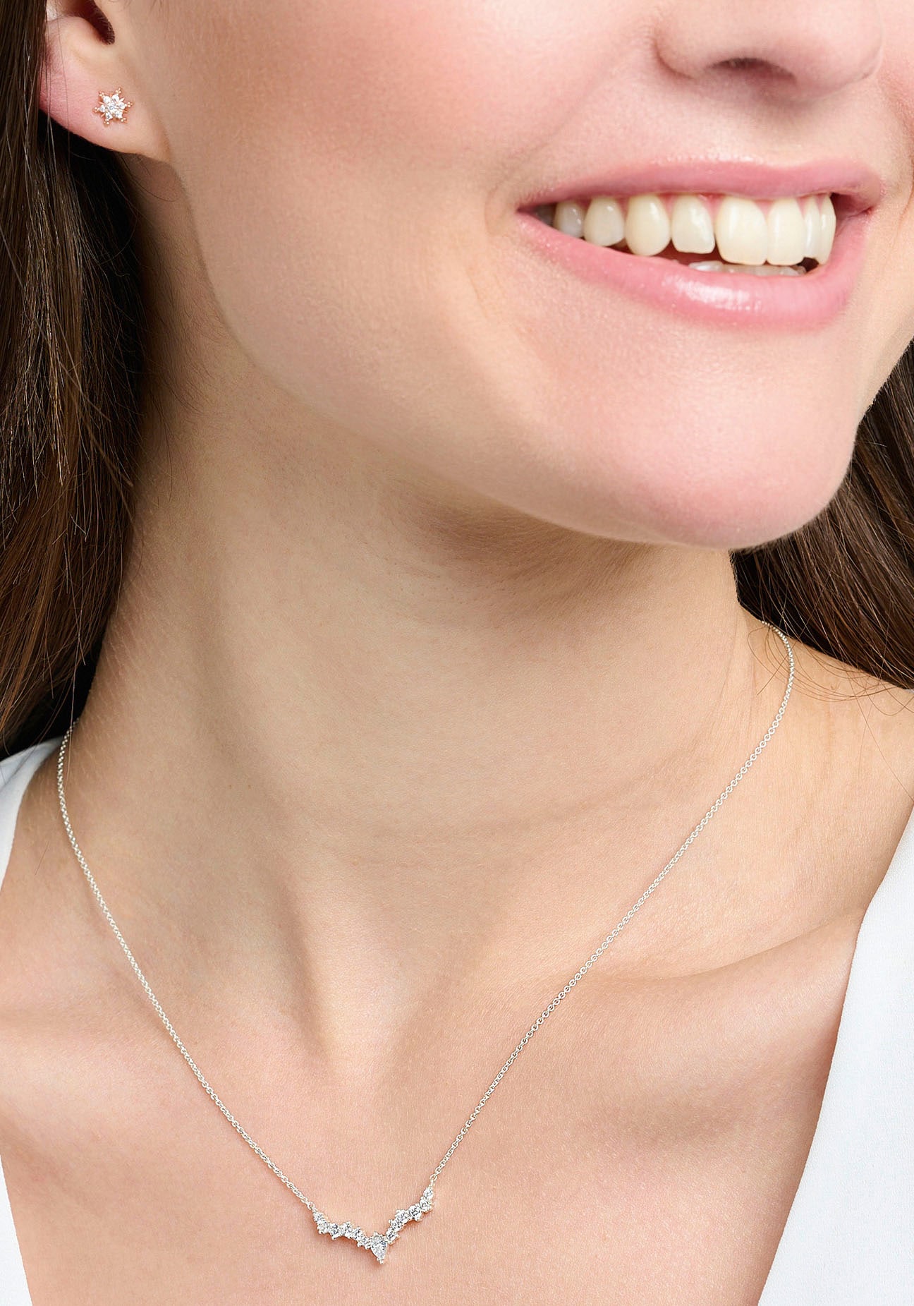 THOMAS SABO Kette mit Anhänger »Eiskristalle, KE2172-051-14-L45V«, mit Zirkonia (synth.)