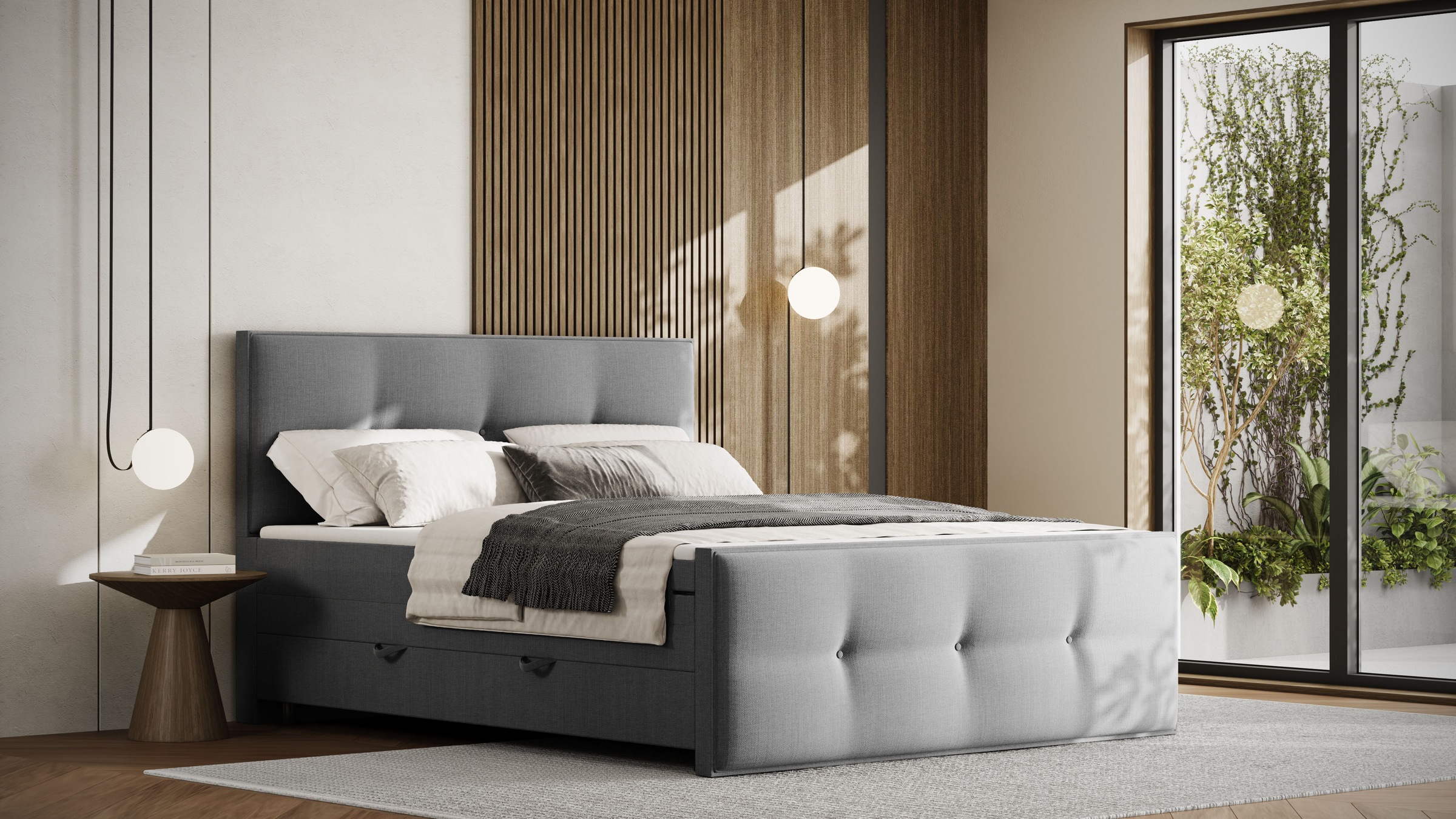 FORTE Boxspringbett »Eve inkl. zwei Bettkästen und Kaltschaum Topper«, und einer 7-Zonen-Tonnentaschen-Federkernmatratze (H3)